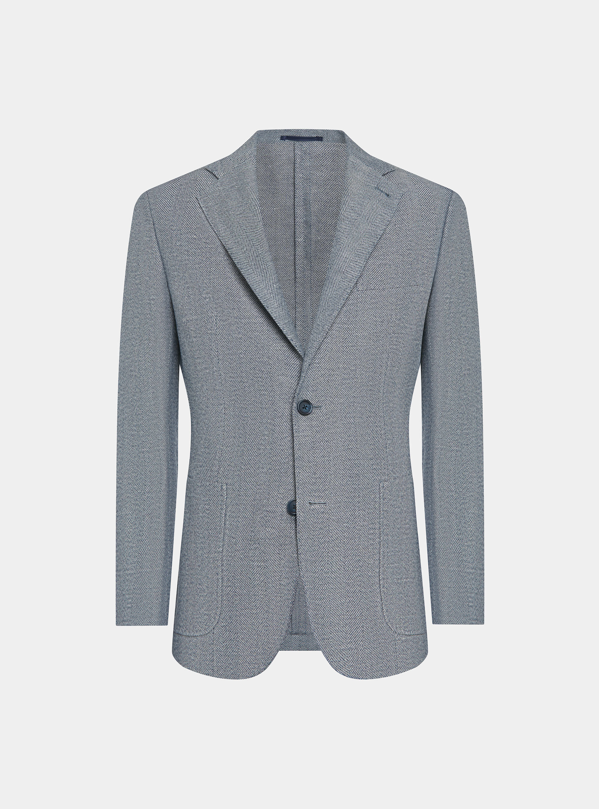Giacca in cotone e lino spigato, BLU NAVY