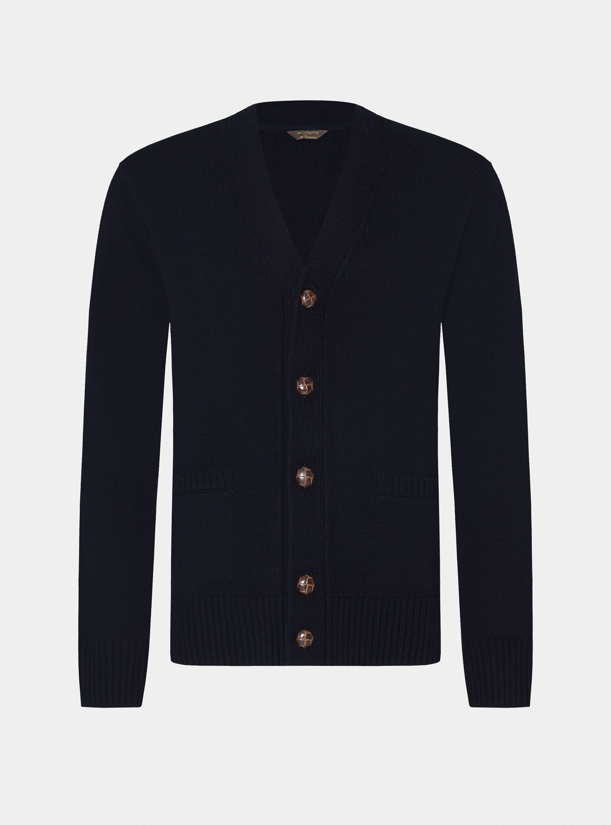 Button-up wool and cashmere cardigan, NAVY BLUE