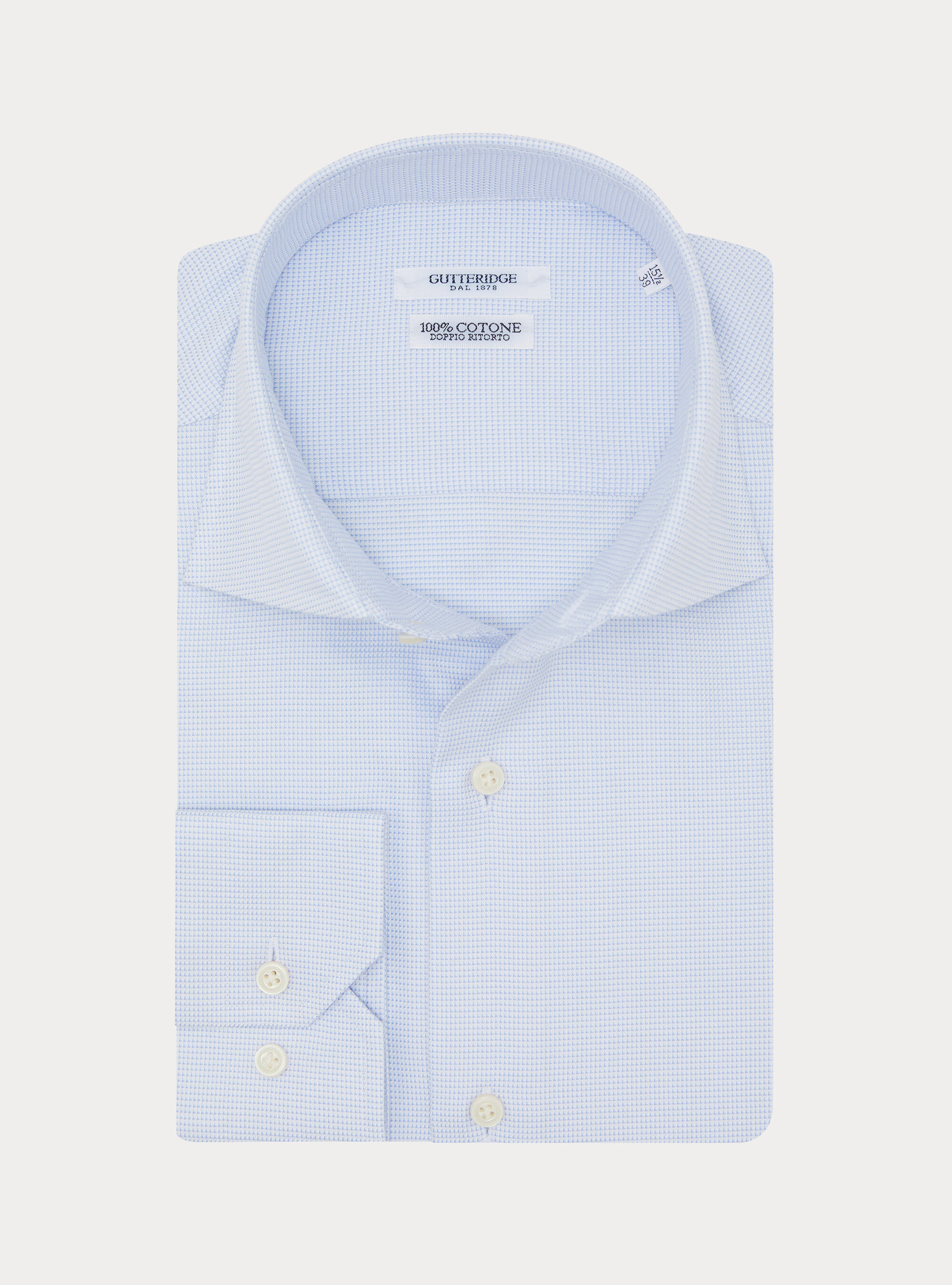 Camicia in cotone operato, AZZURRO