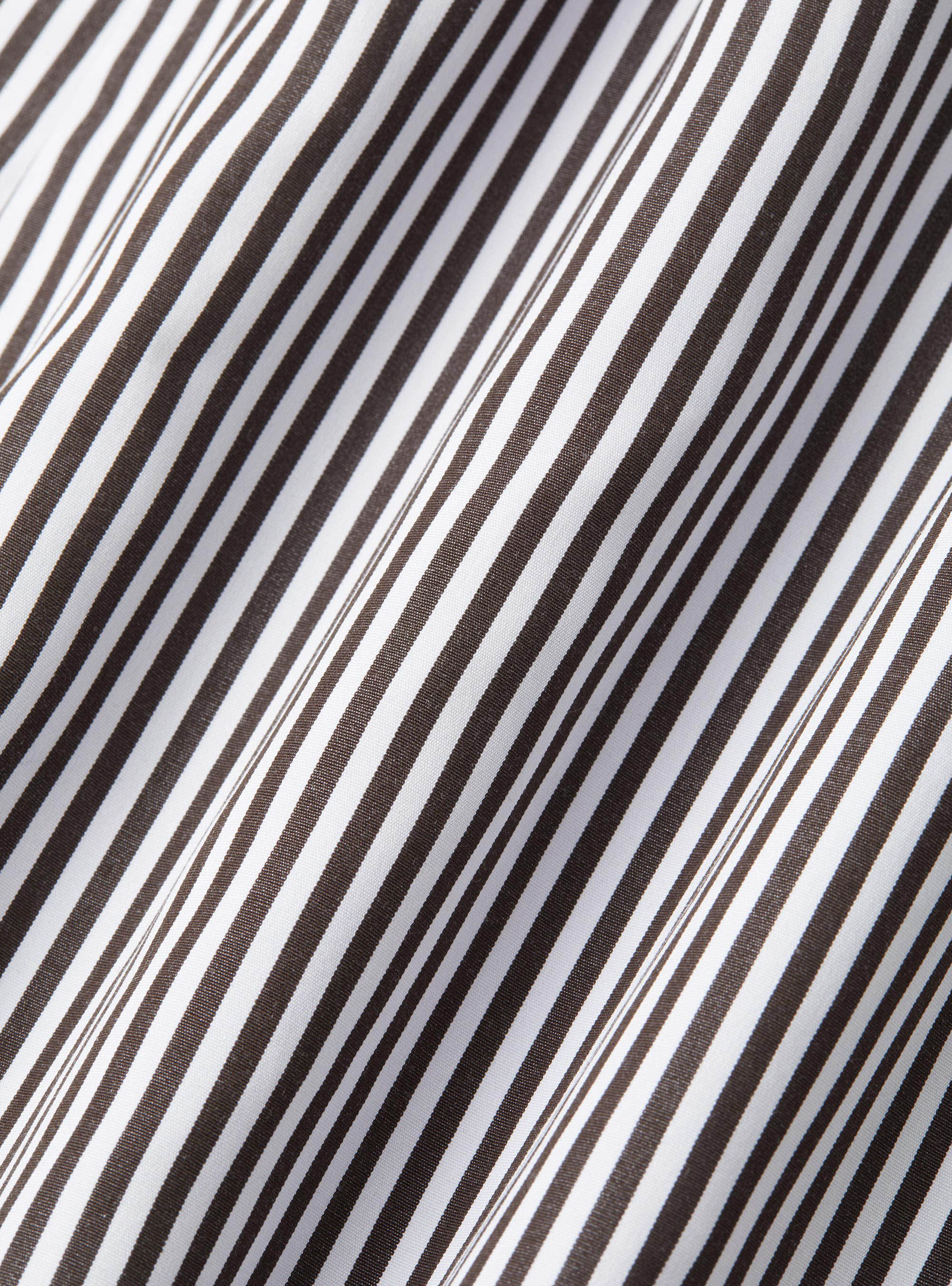 Camicia rigata cotone popeline collo semifrancese, MARRON