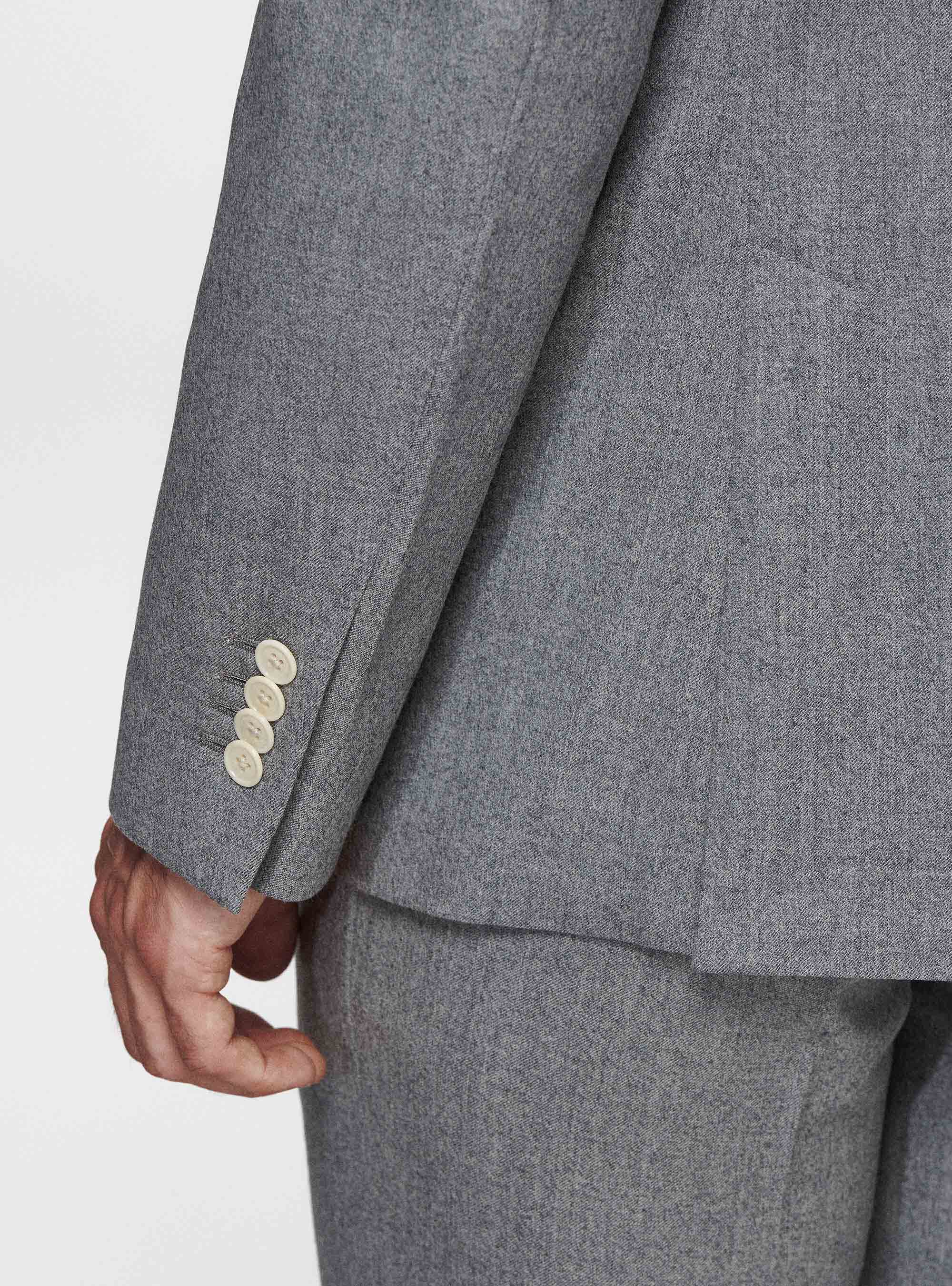 Flannel lance-breasted blazer, LIGHT GREY MELANGE