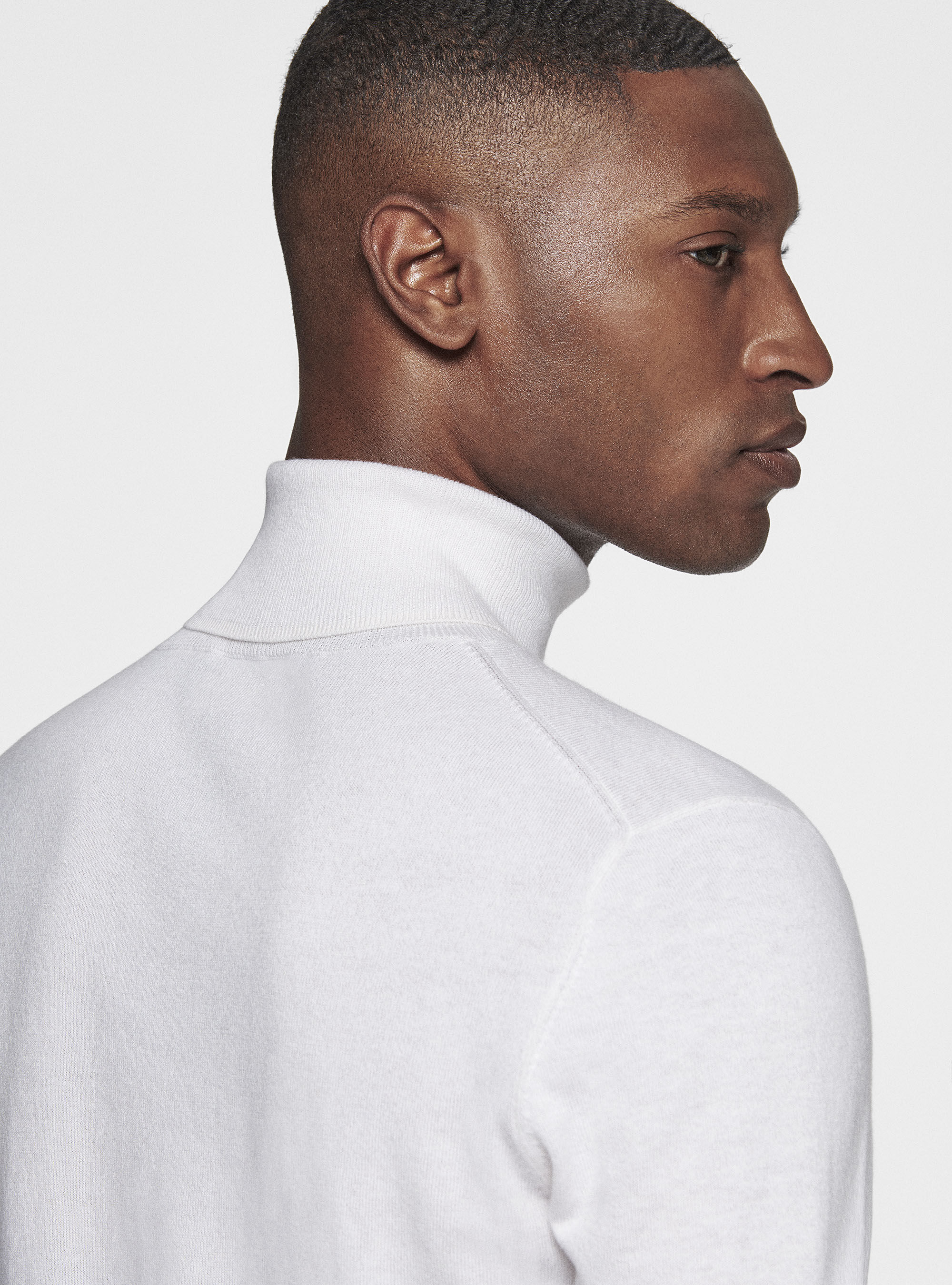 Silk and cashmere cotton turtleneck, WHITE