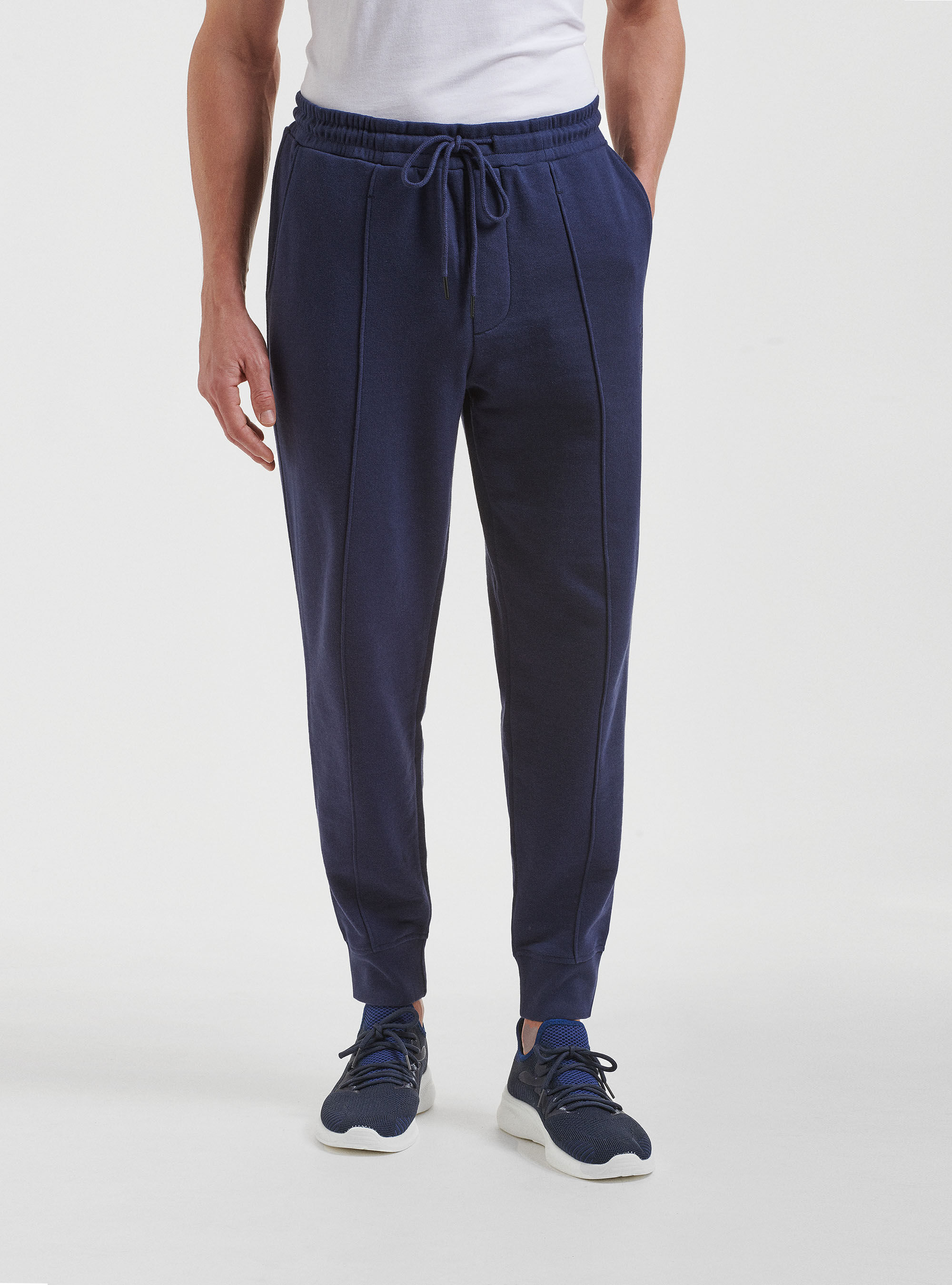 Mens navy fleece joggers cheap