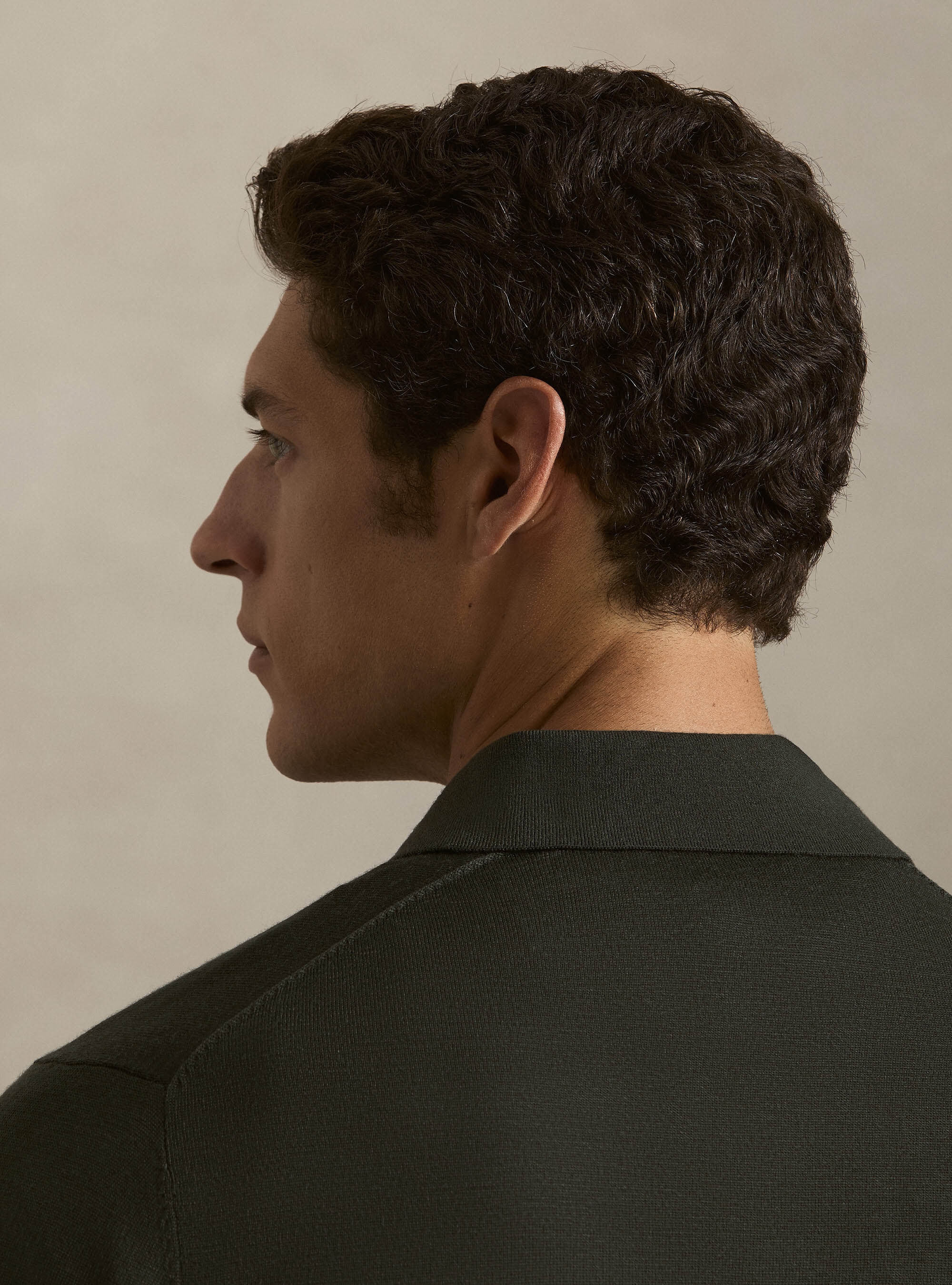 Extrafine merino wool knit polo shirt, MILITARE 0609C
