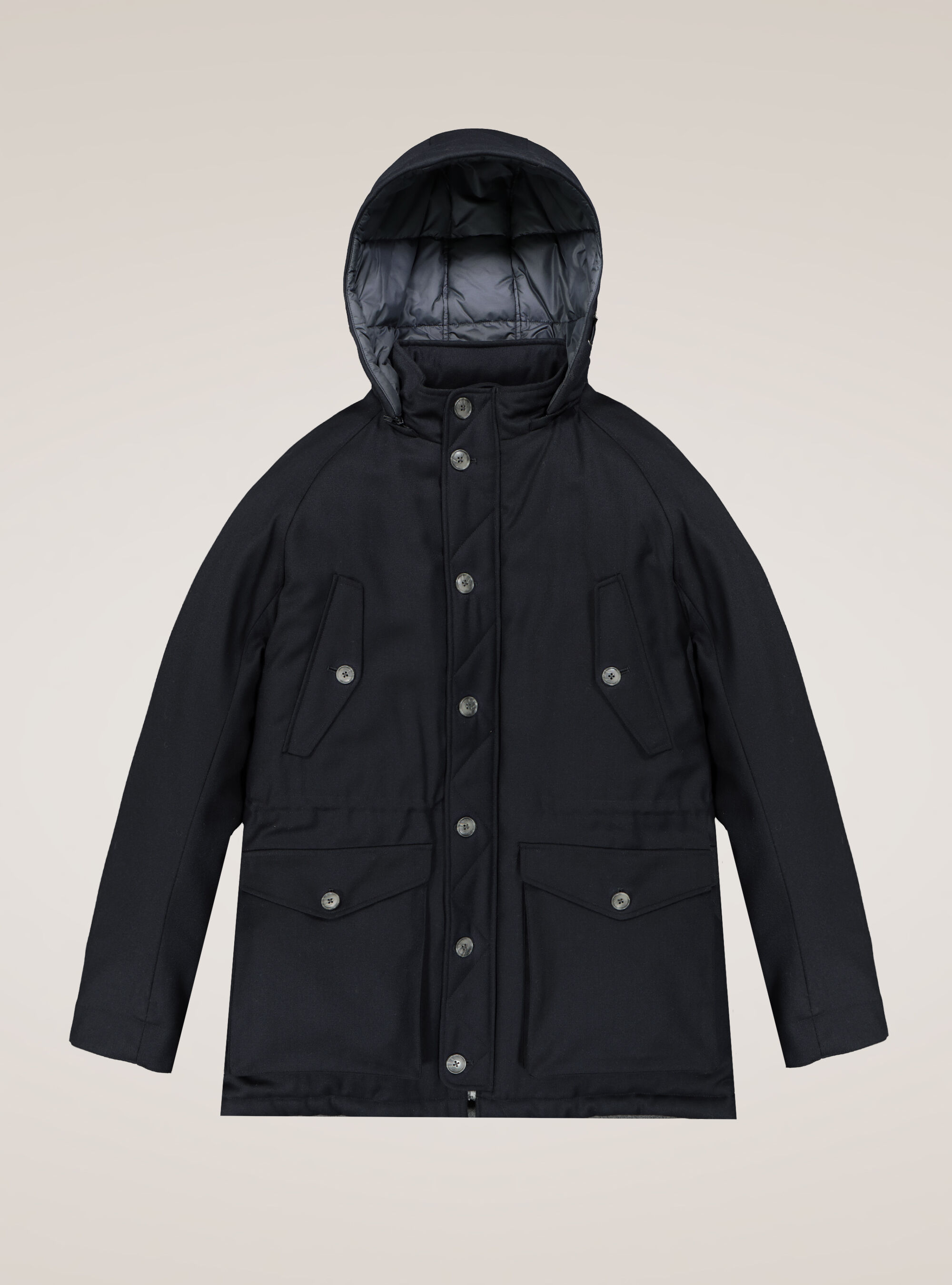 Padded wool jacket, NAVY BLUE