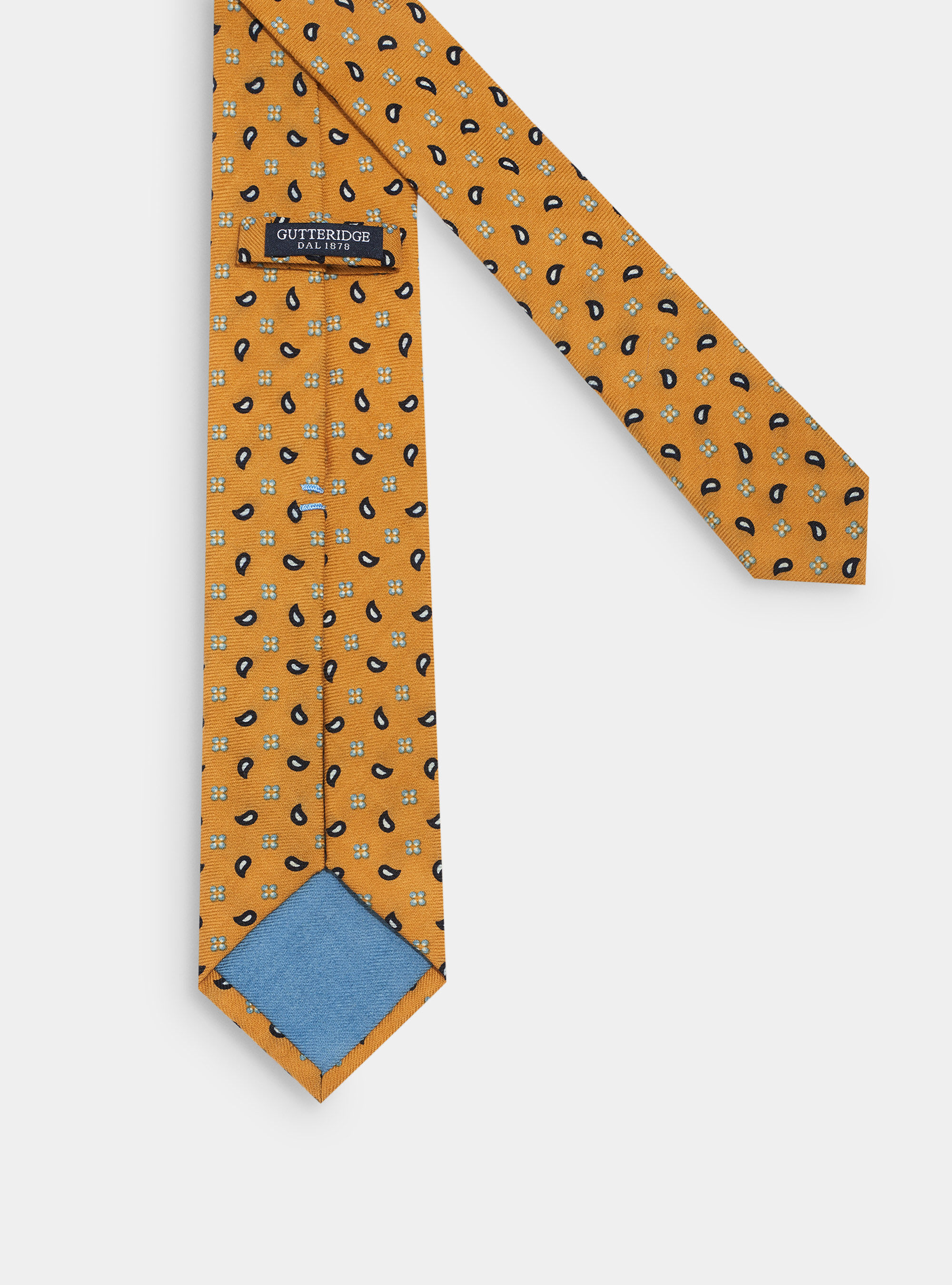 Cravatta in lana con stampa paisley, SENAPE 0715C