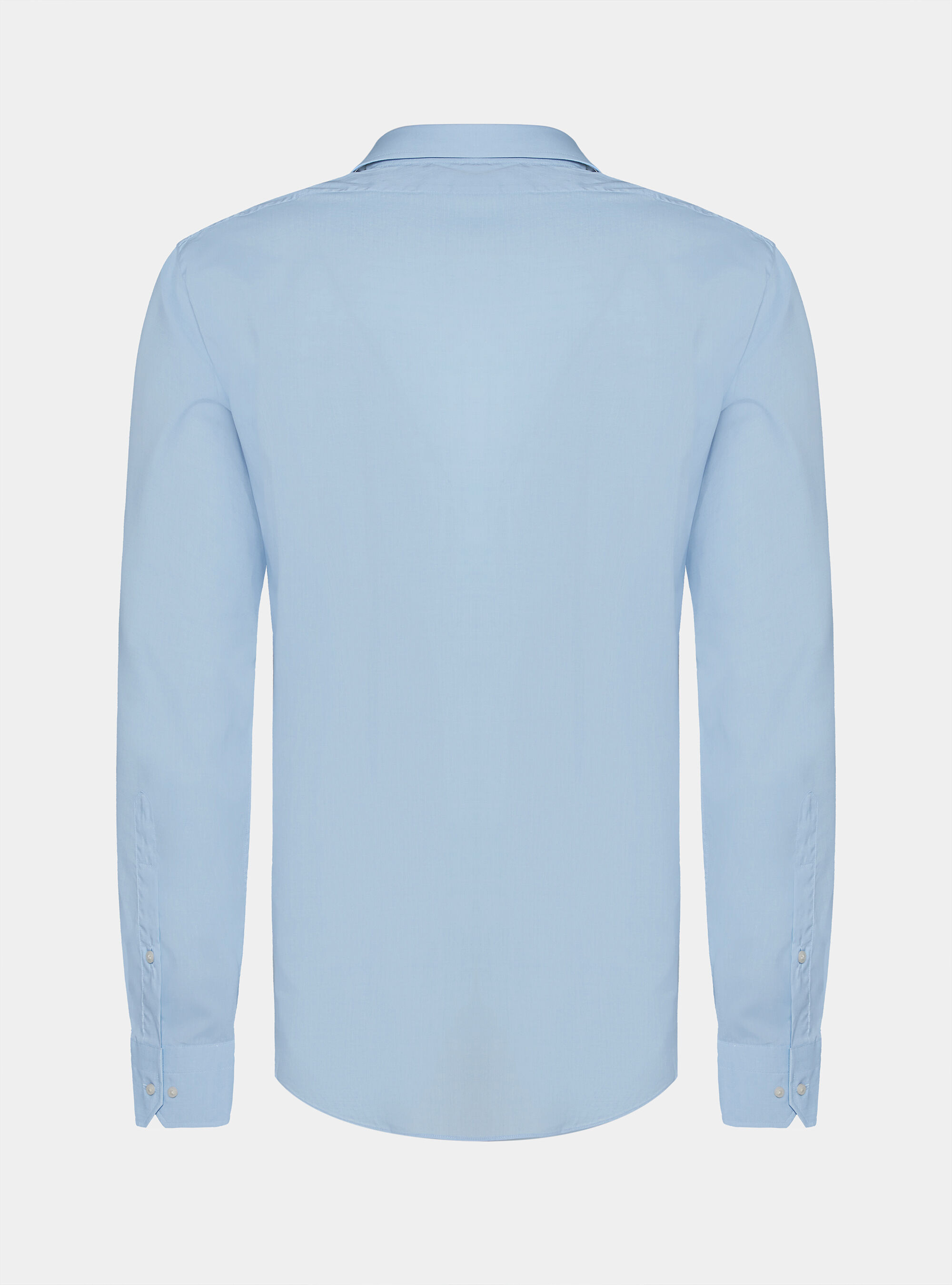 Camicia confort popeline di cotone collo semifranc, LIGHT BLUE