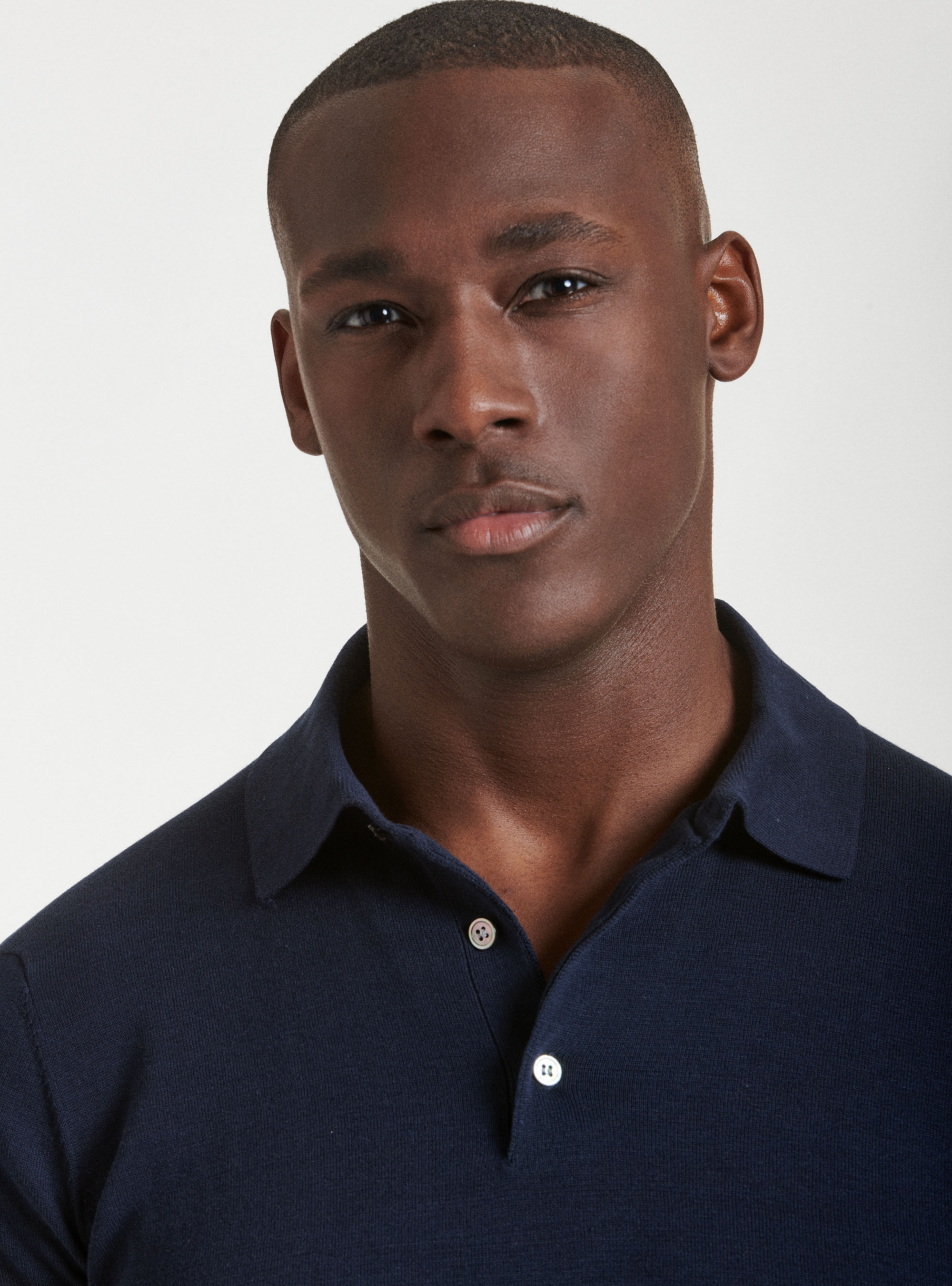 Navy knitted 2025 polo shirt