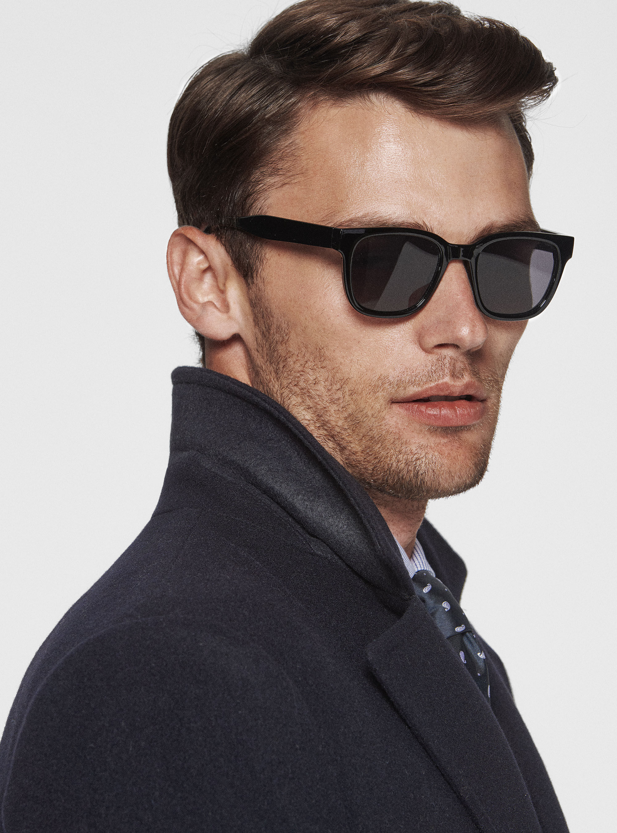 Cappotto doppiopetto in pura lana, BLU NAVY