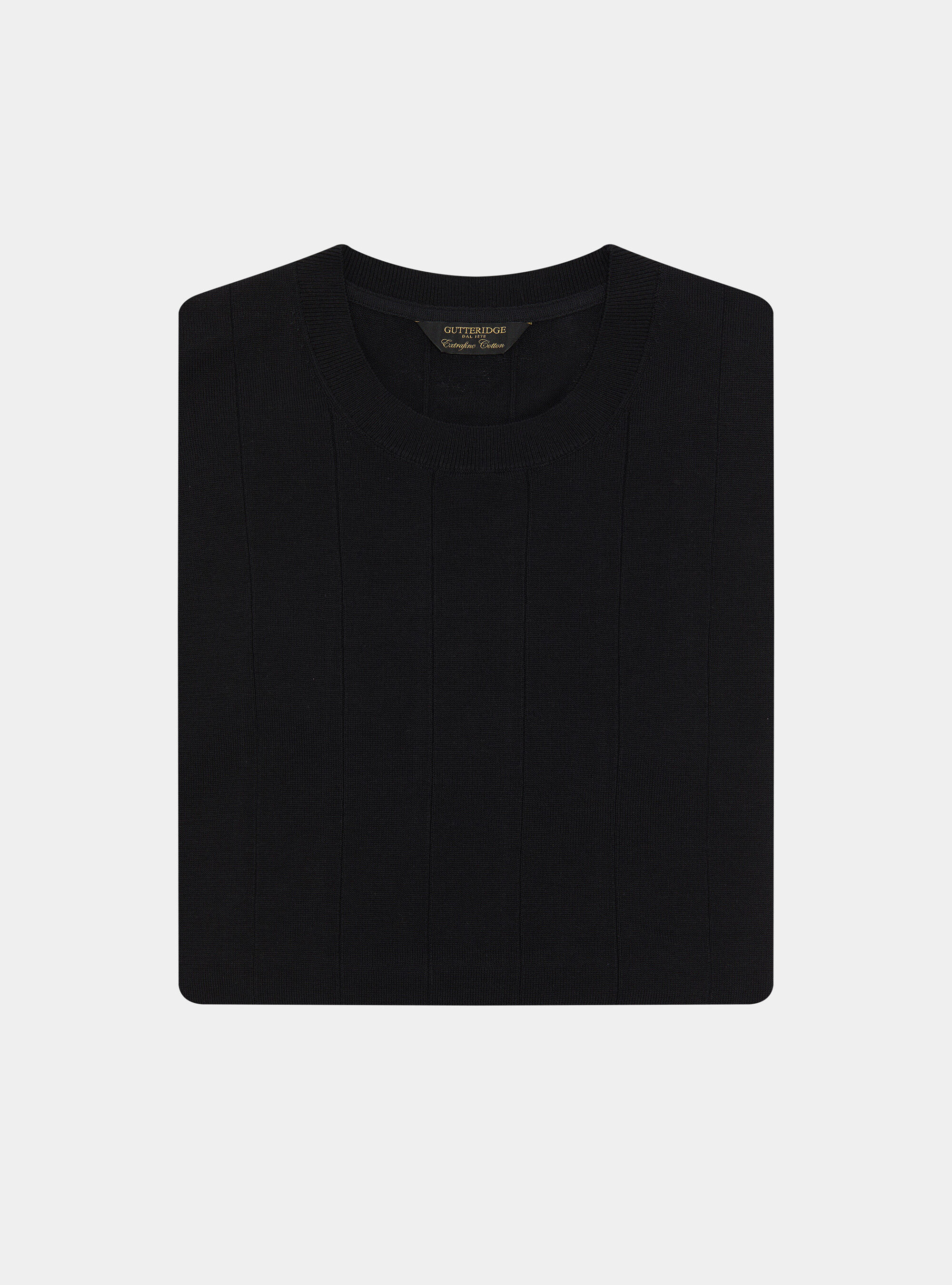 Maglia in puro cotone costa piatta, NERO