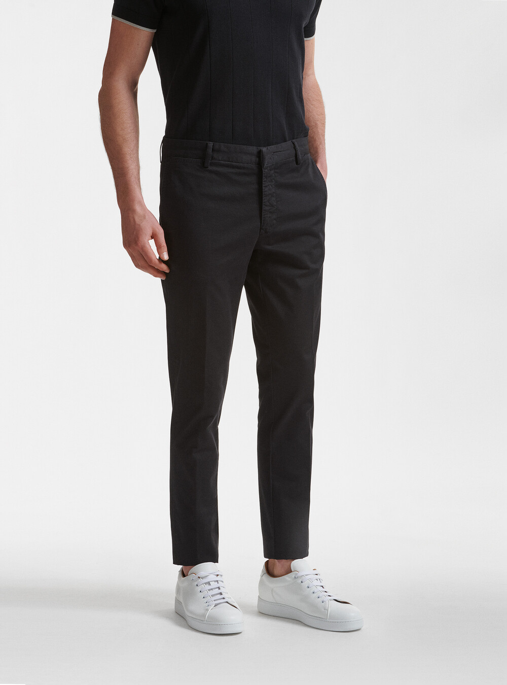 Pantalone Chino Neri Uomo Garment-dyed Stretch Twill Chino