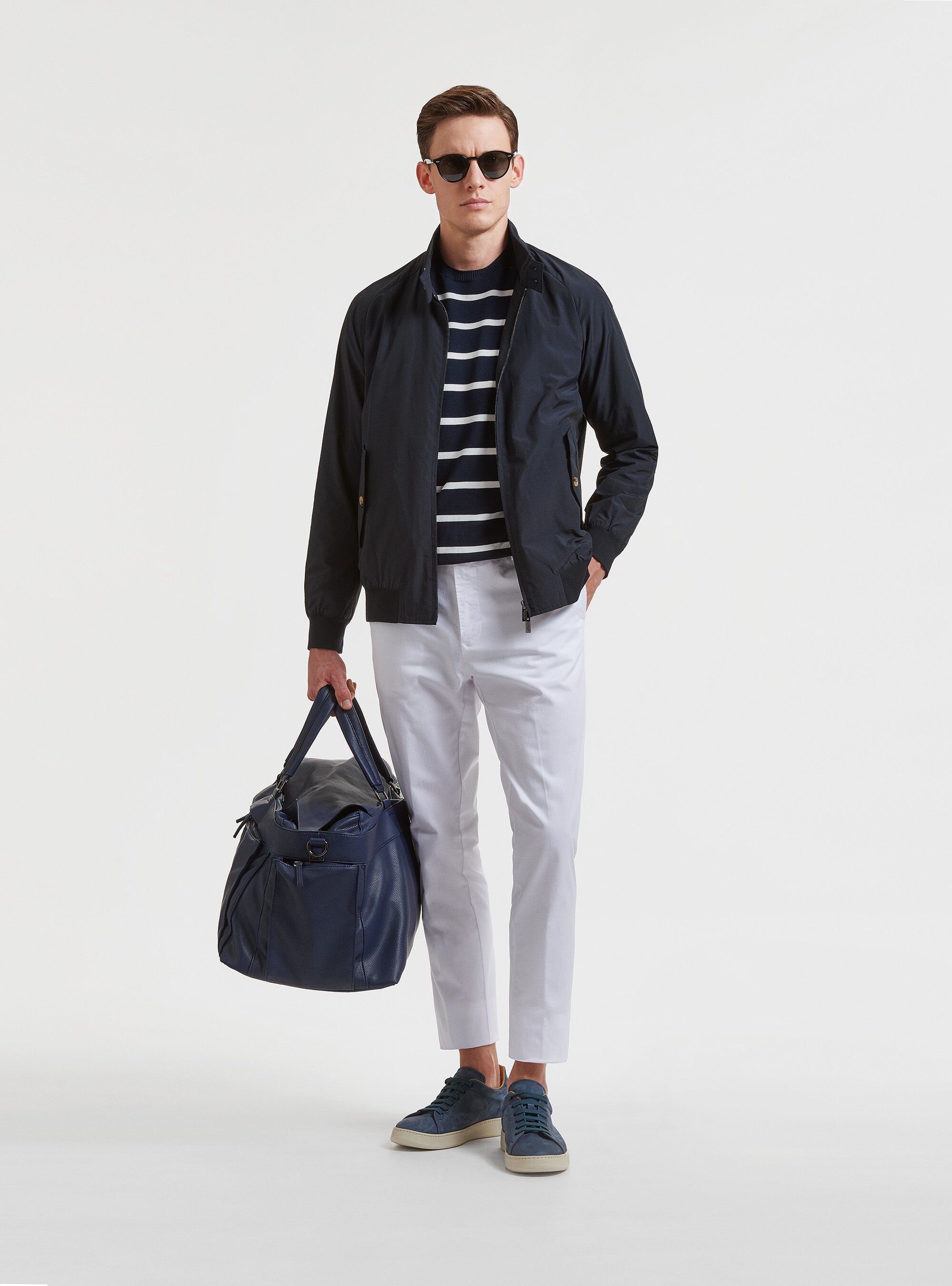 Blue cotton bomber sales jacket