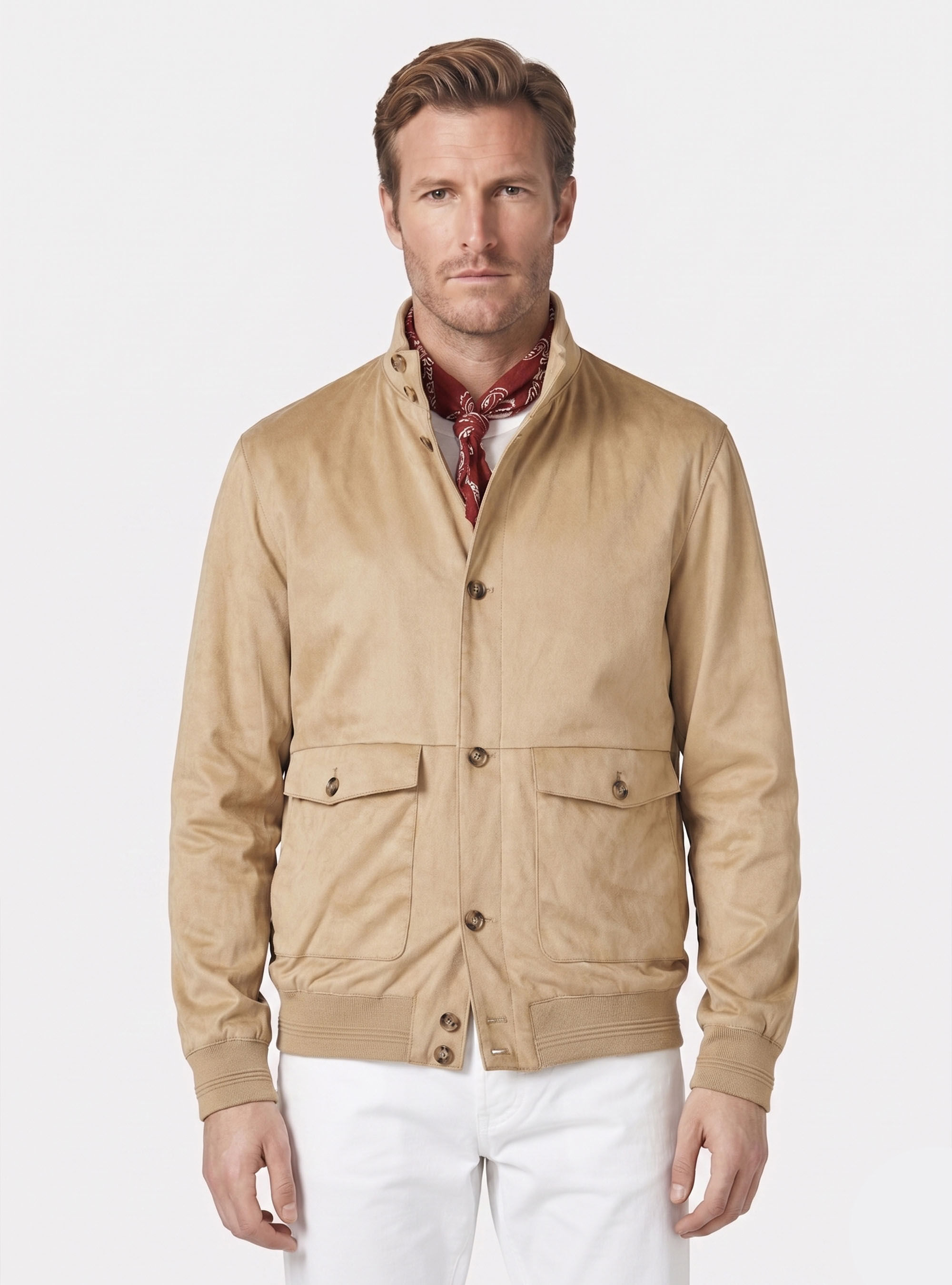 Suede effect bomber jacket, SAND