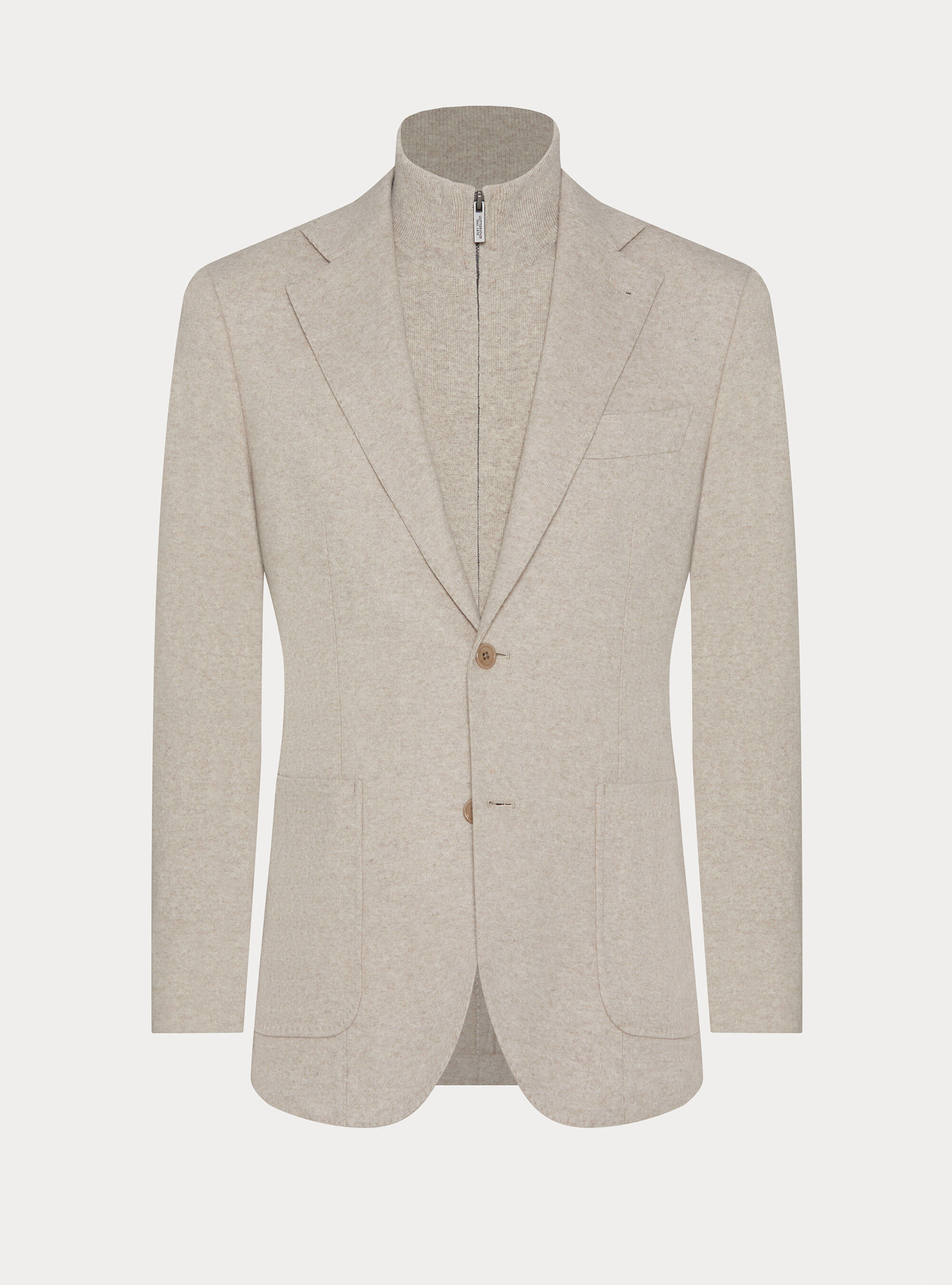 M&eacute;lange Wool-Blend Jersey Jacket with Internal Bib, ECRU