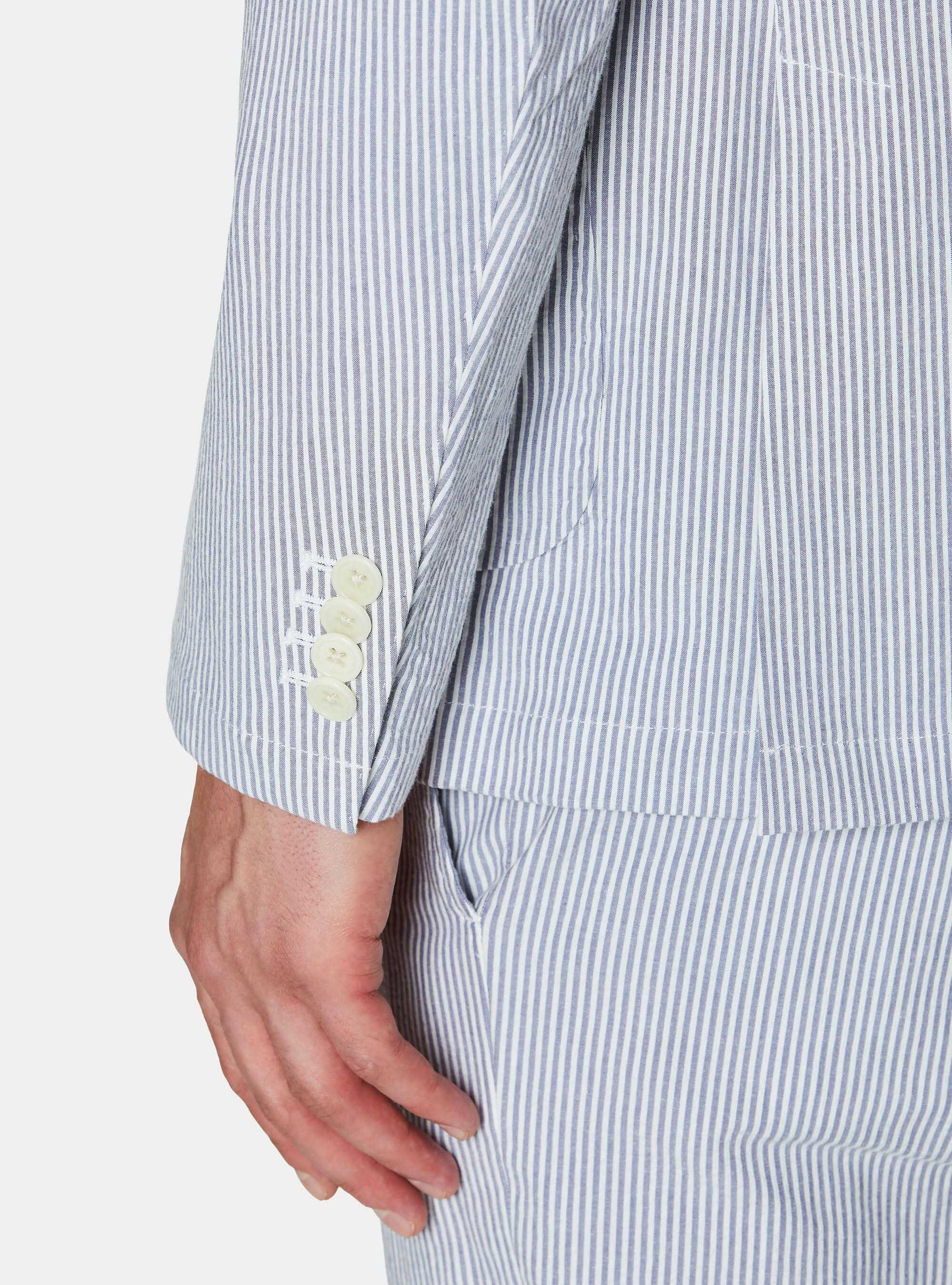 Giacca in cotone seersucker rigato, BLU