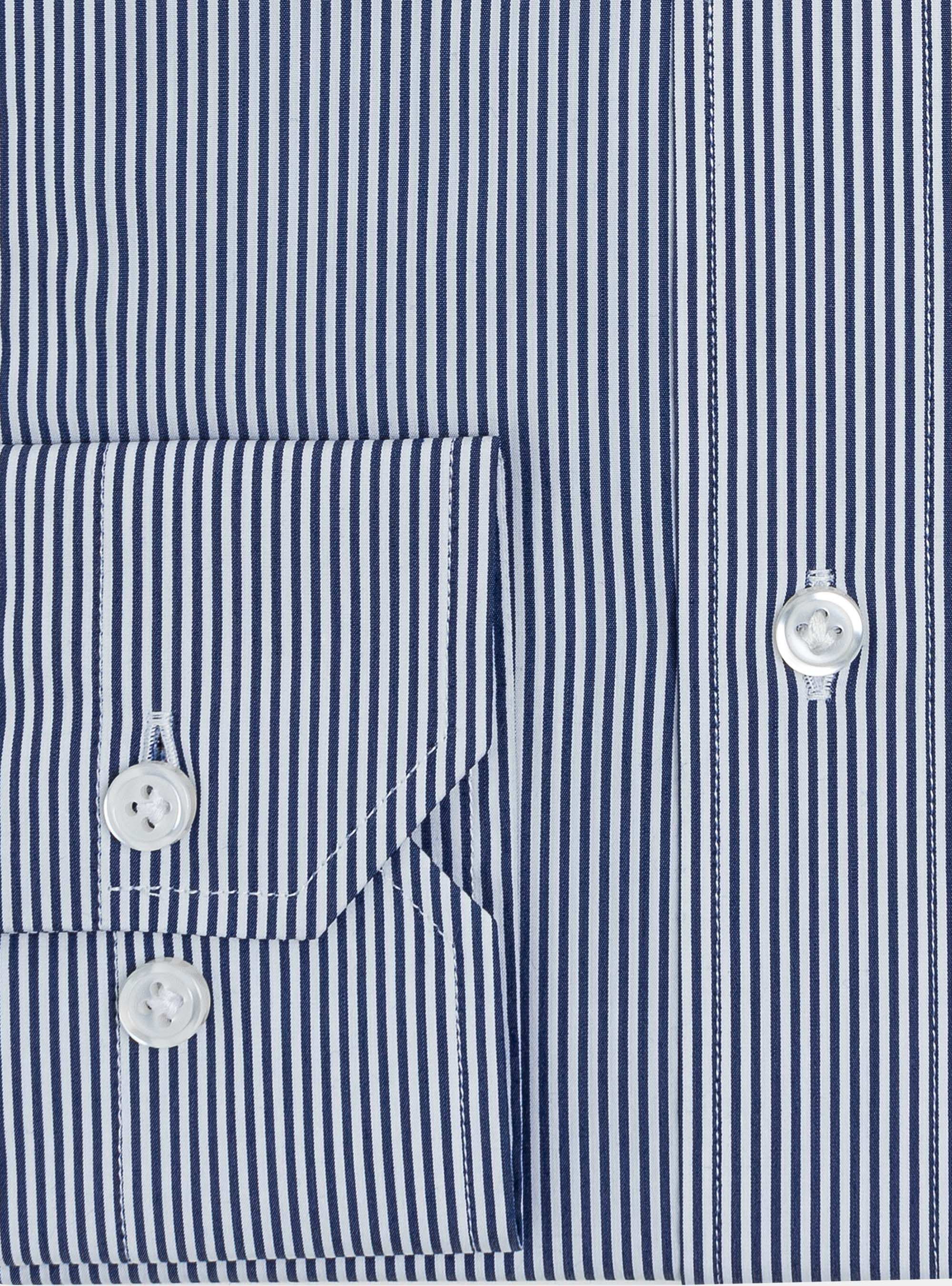Camicia in popeline di cotone stretch rigato, BLU NAVY