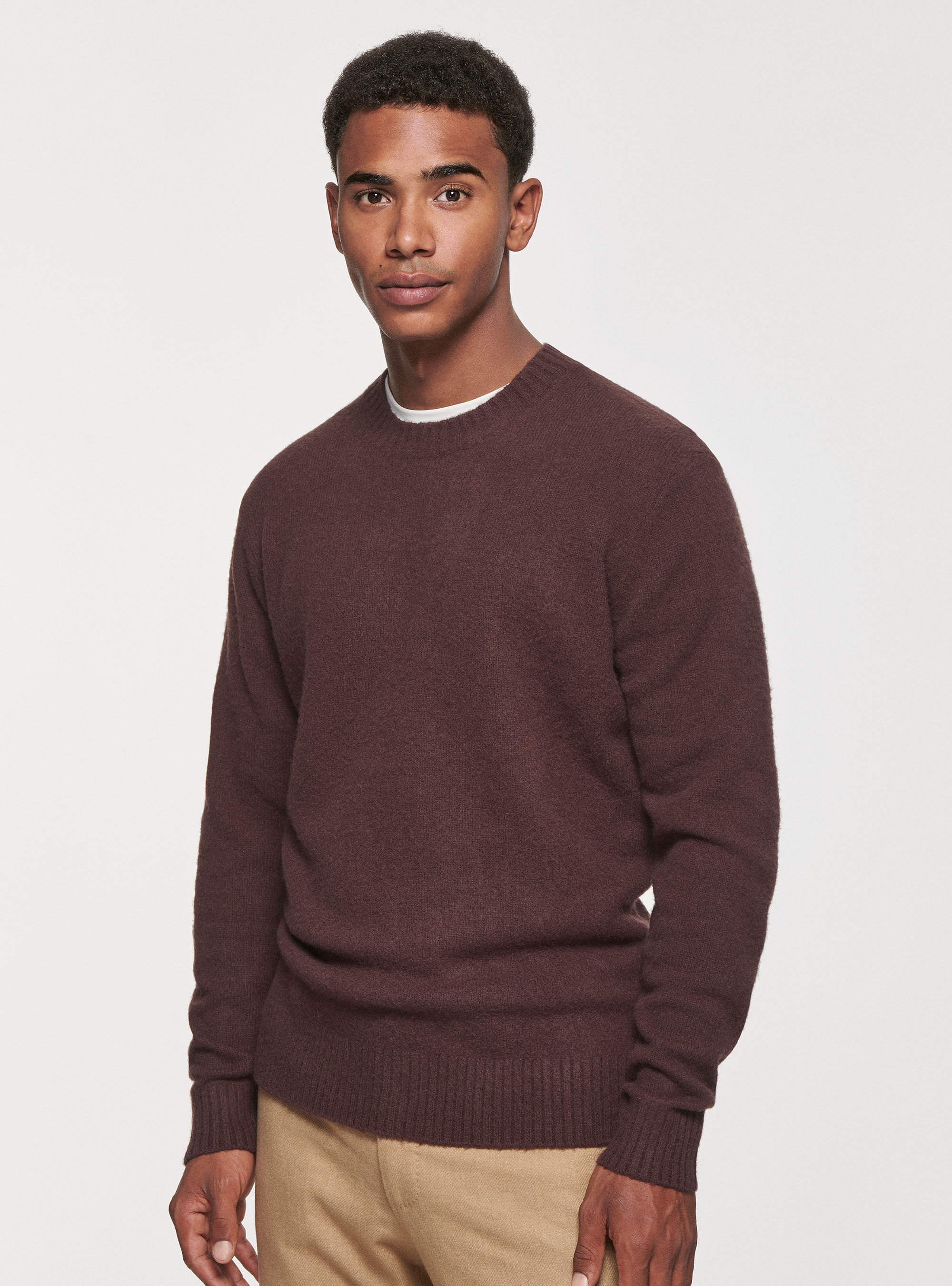 Brushed wool crew neck sweater Gutteridge Men s Sweaters