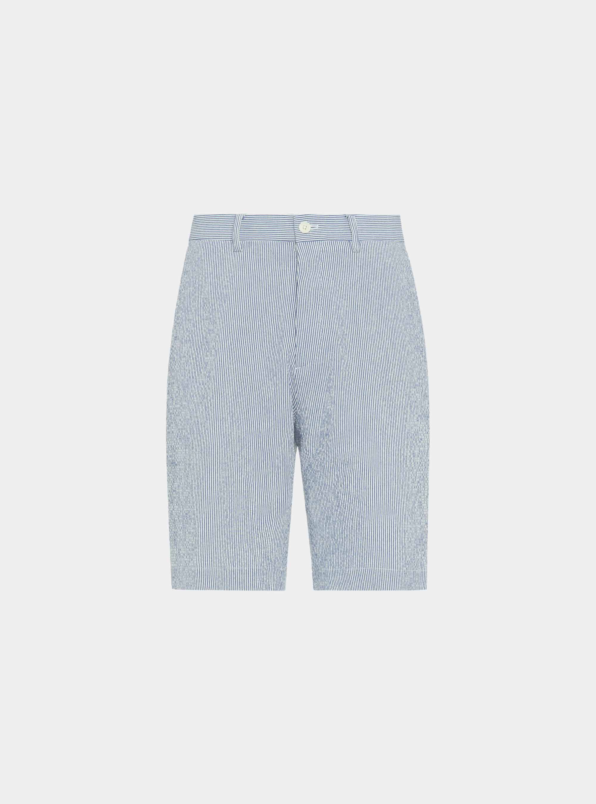 Stretch cotton seersucker shorts, BLUE