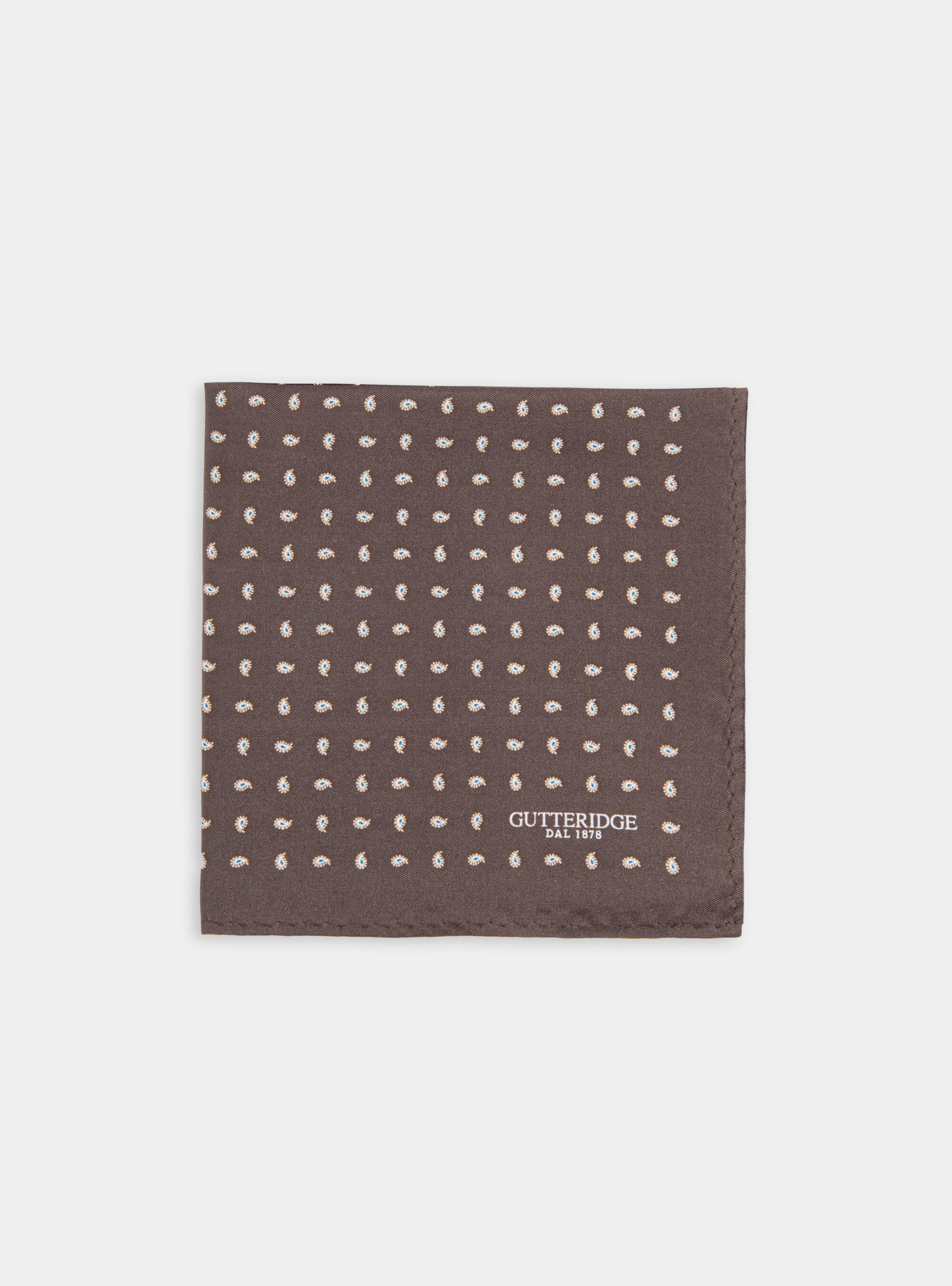 Pa&ntilde;uelo de seda con microestampado, MARRON