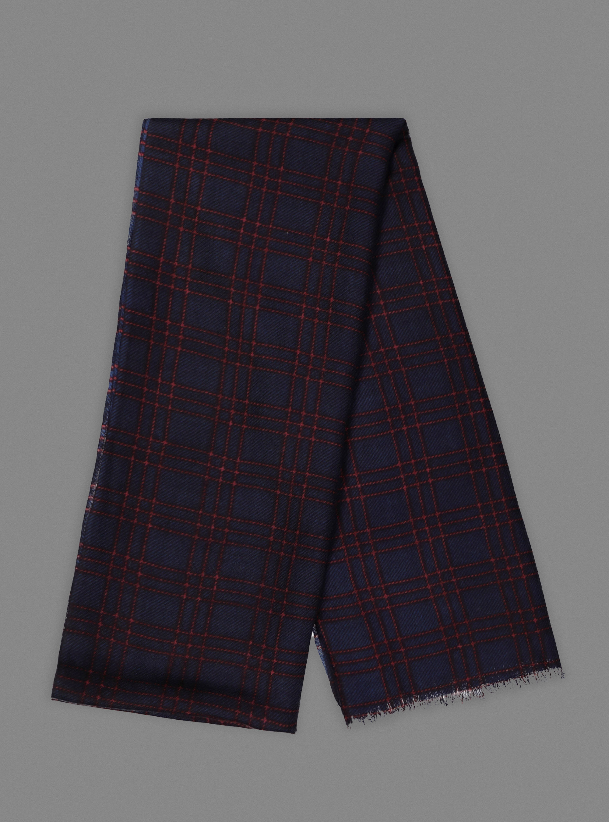 Sciarpa in lana a quadri, BLU NAVY