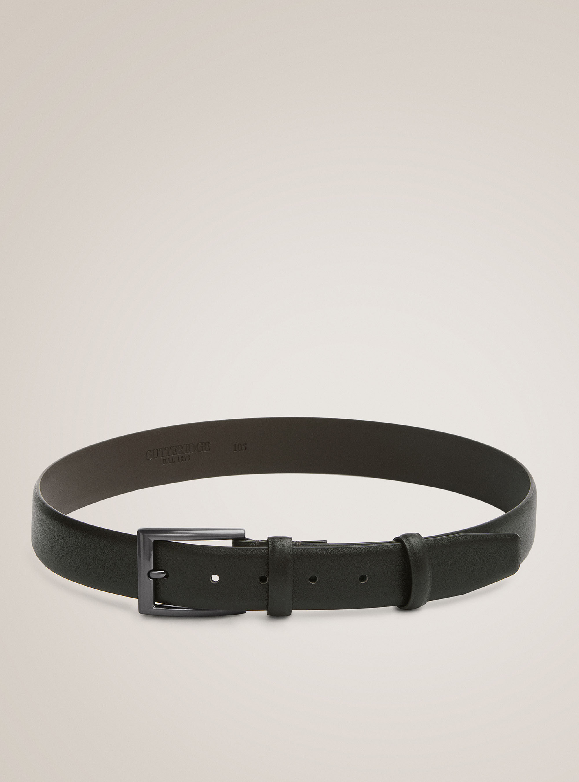 Cintura in pelle tinta unita, MARRONE