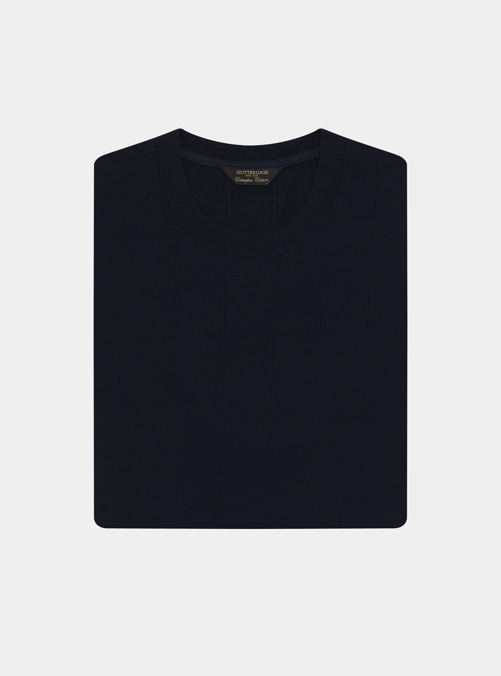 Maglia in puro cotone costa piatta, BLU NAVY