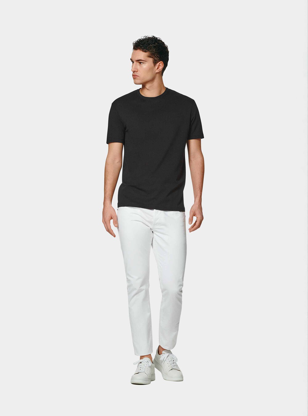 T-shirt mezza manica in cotone Supima, NERO T-shirt mezza manica in cotone Supima