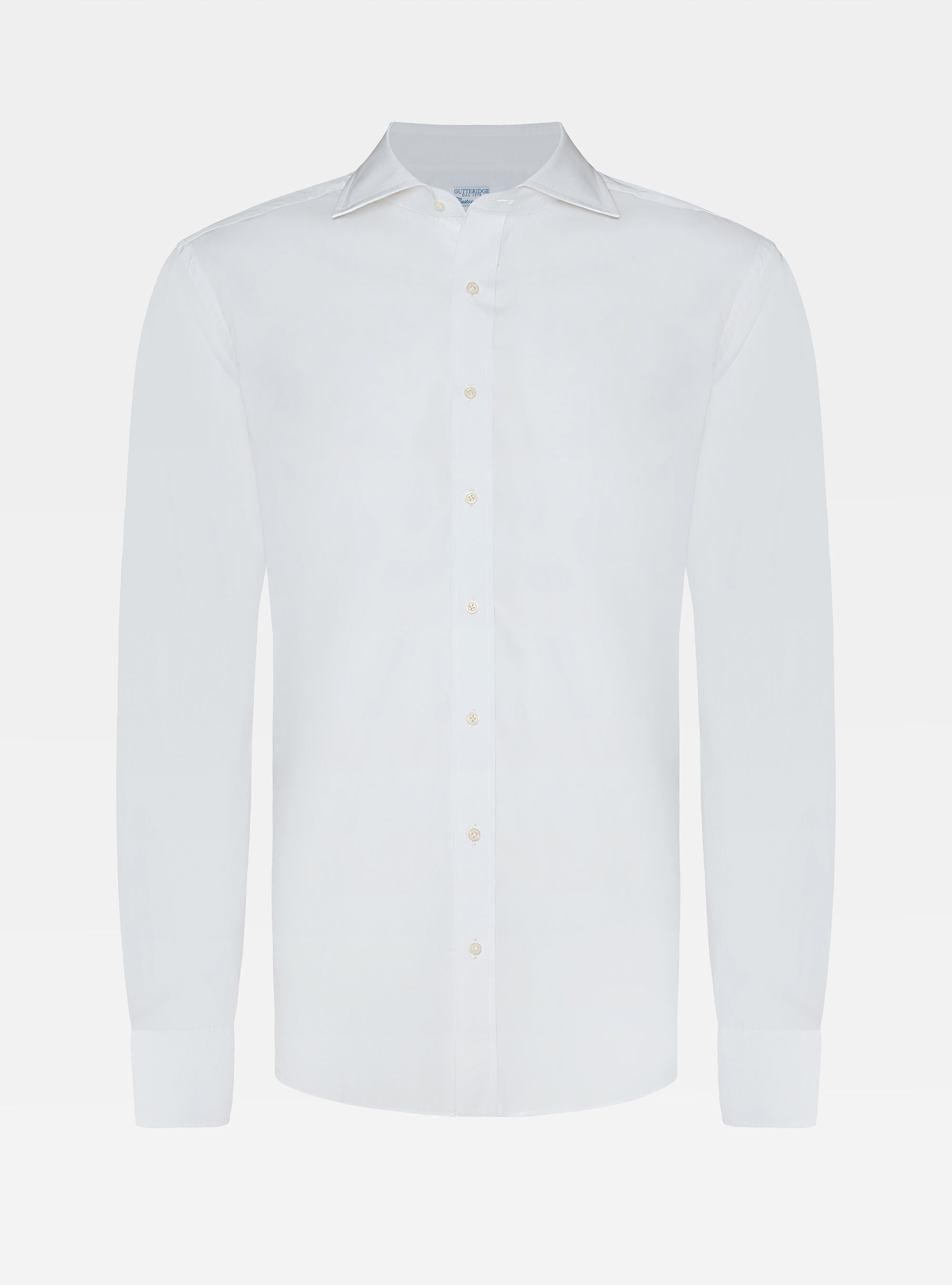 Camicia confort popeline di cotone collo semifranc, WHITE