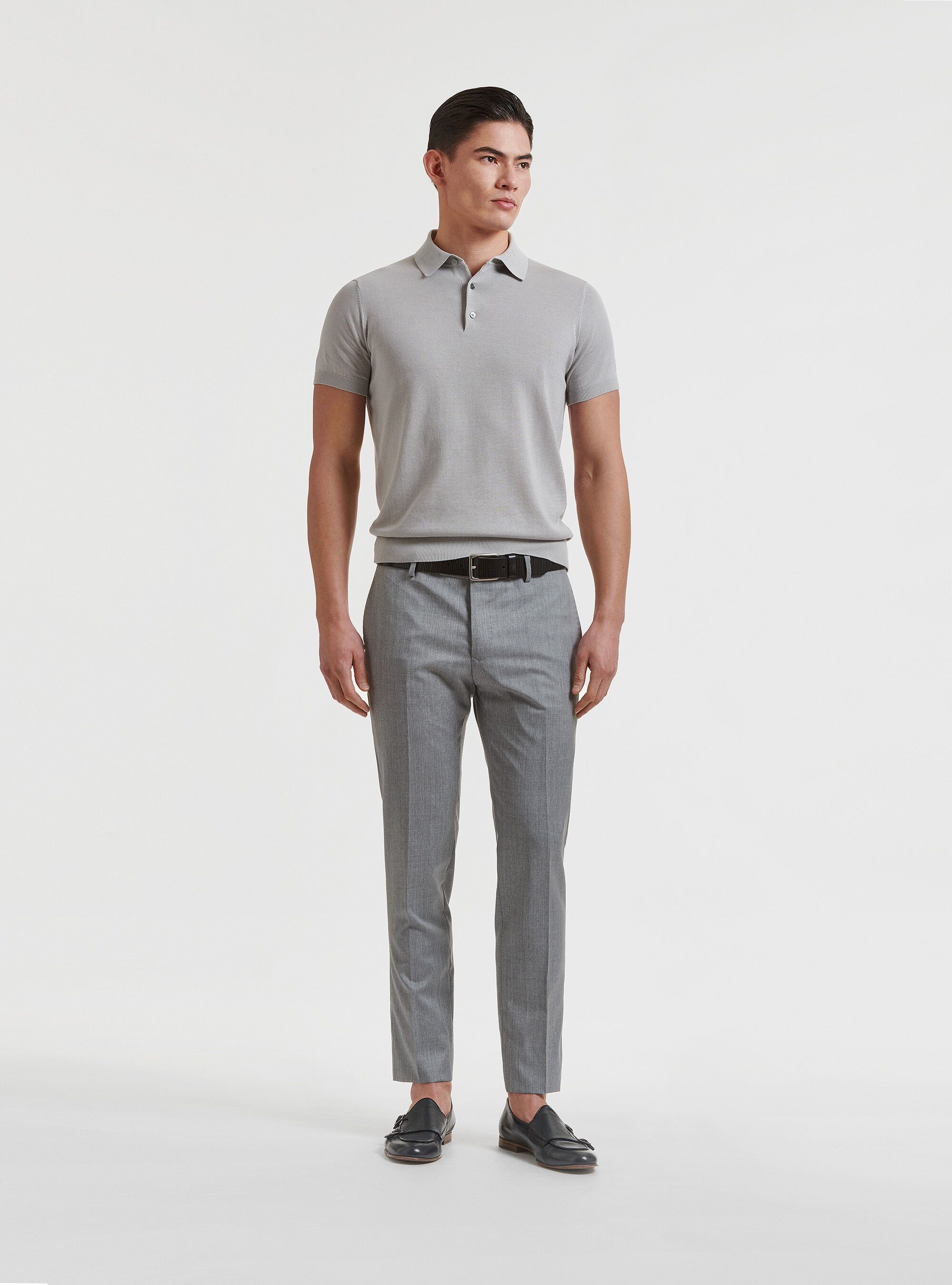 Knitted polo shirt in pure extra fine cotton