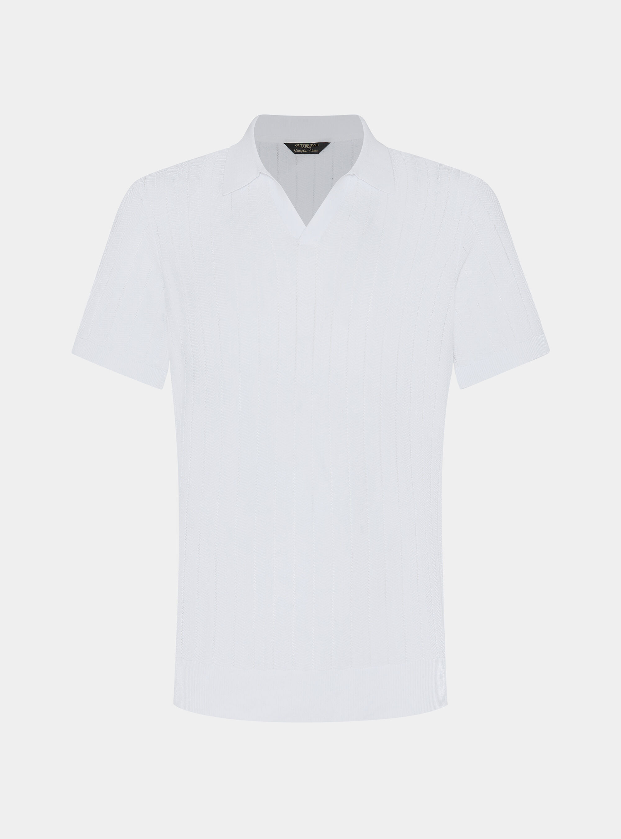 Polo traforata in cotone spigato, BIANCO