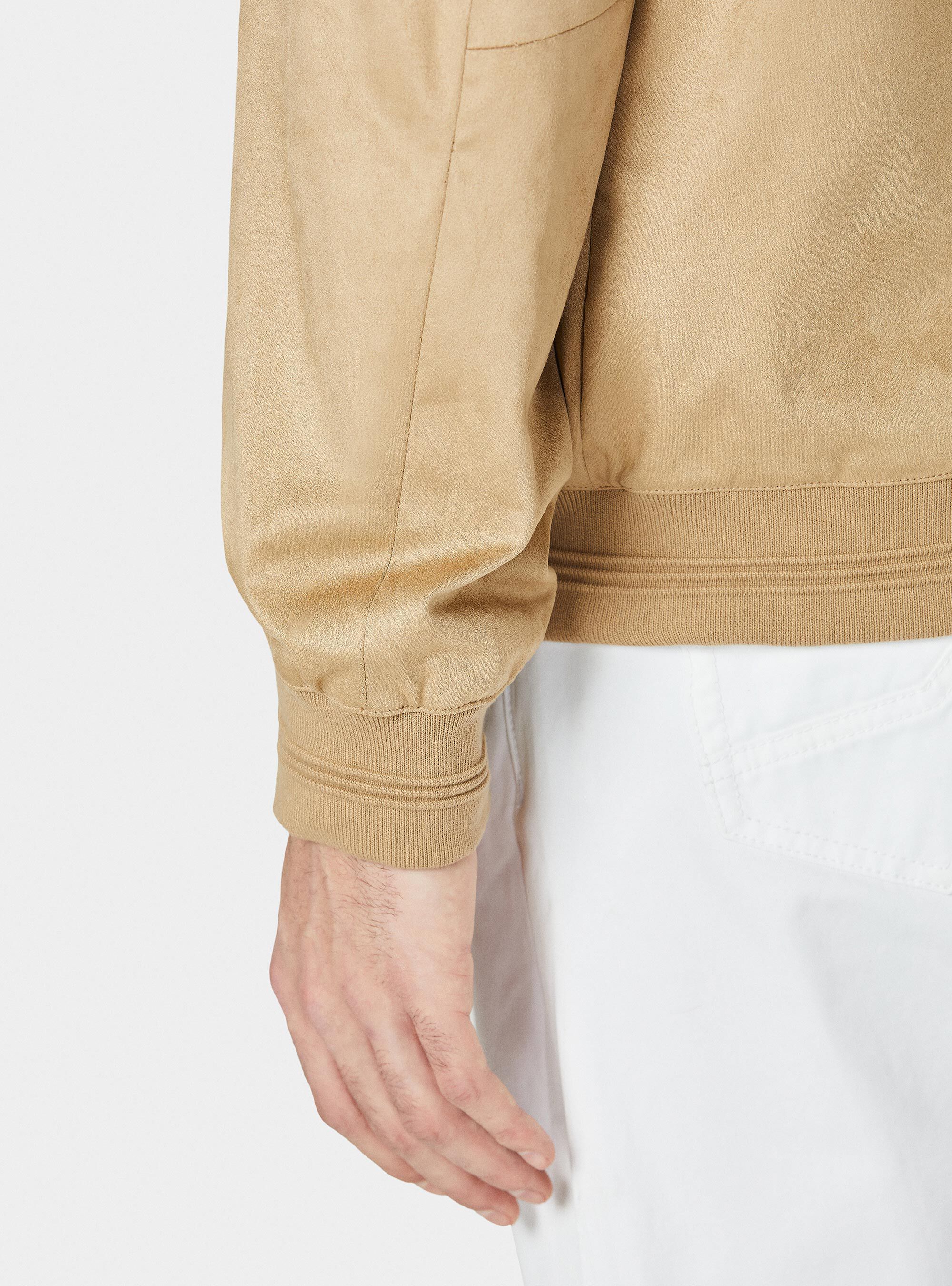 Suede effect bomber jacket, SAND
