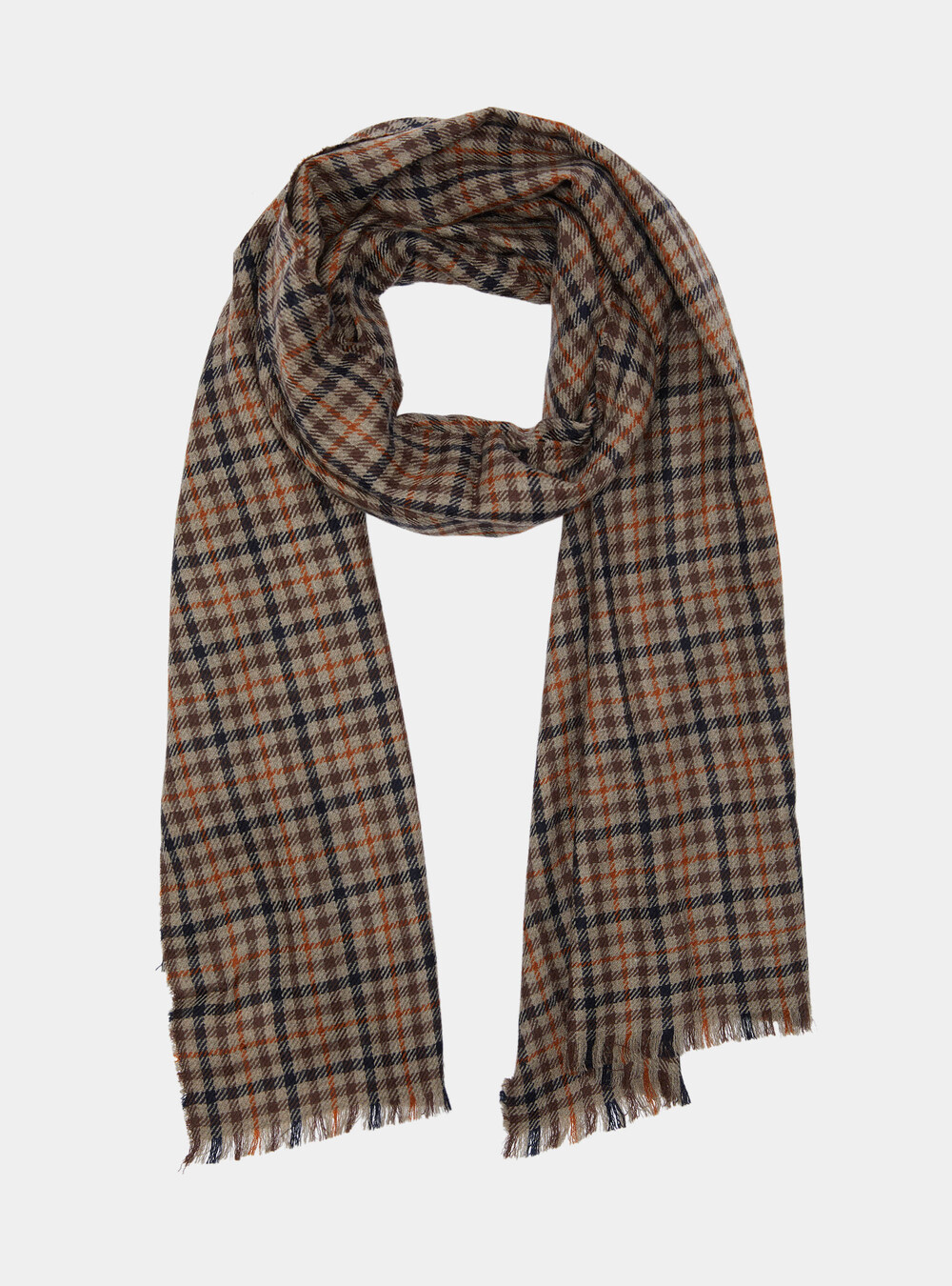 Sciarpa in lana a fantasia, MARRONE 0516C Sciarpa in lana a fantasia