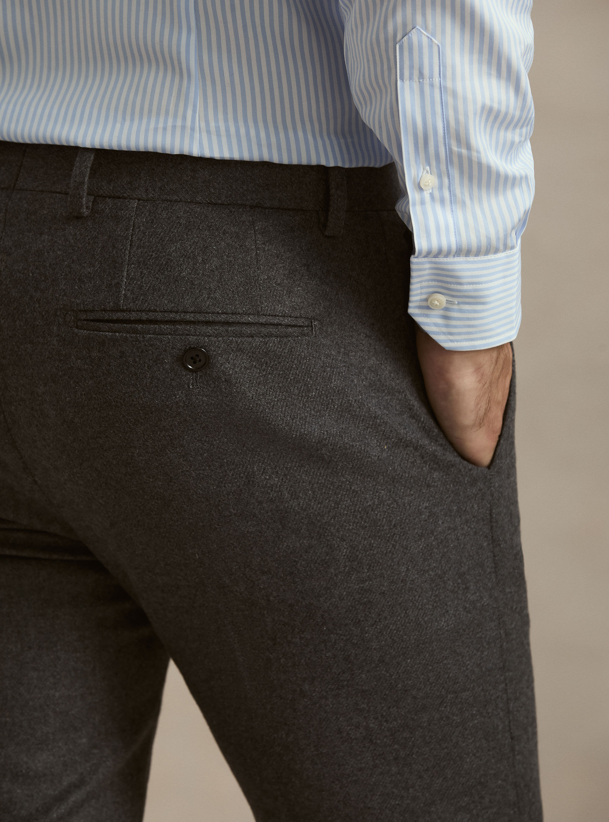 Wool blend flannel trousers, ASPHALT GREY