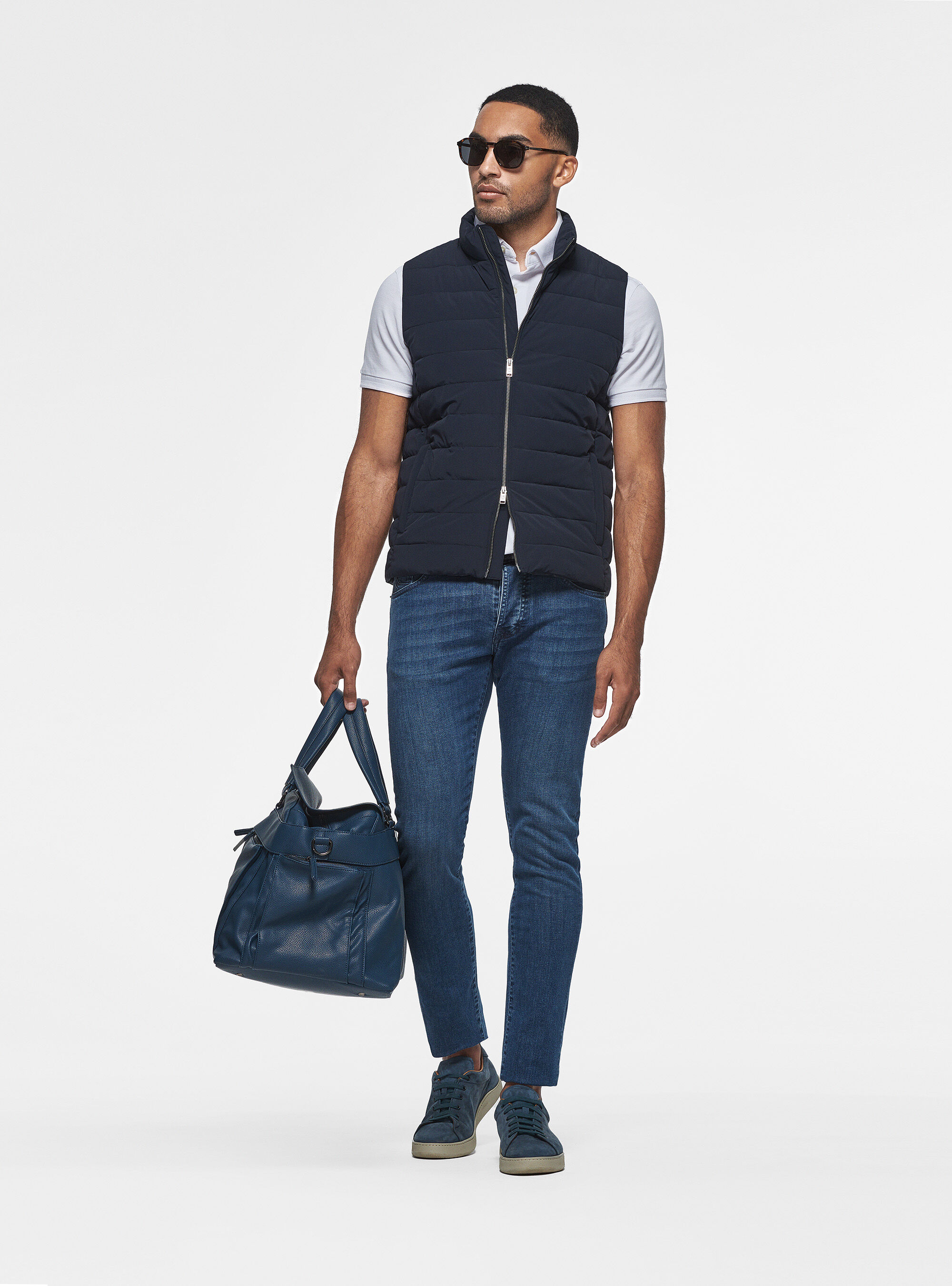 Sleeveless with recycled padding, NAVY BLUE