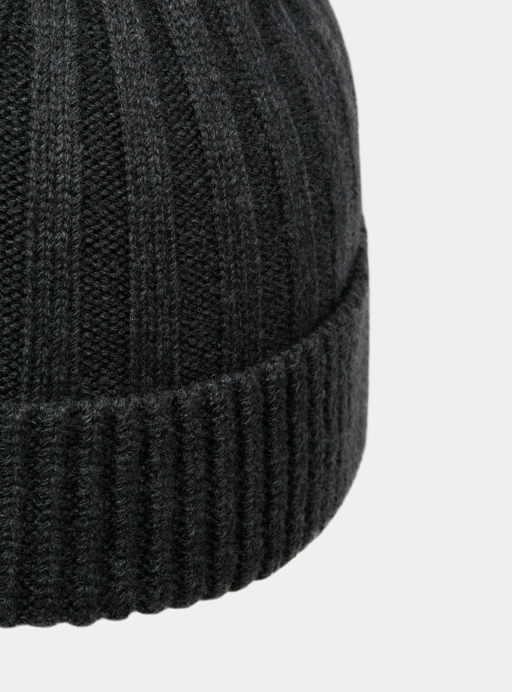 English rib cashmere blend beanie, ASPHALT GREY