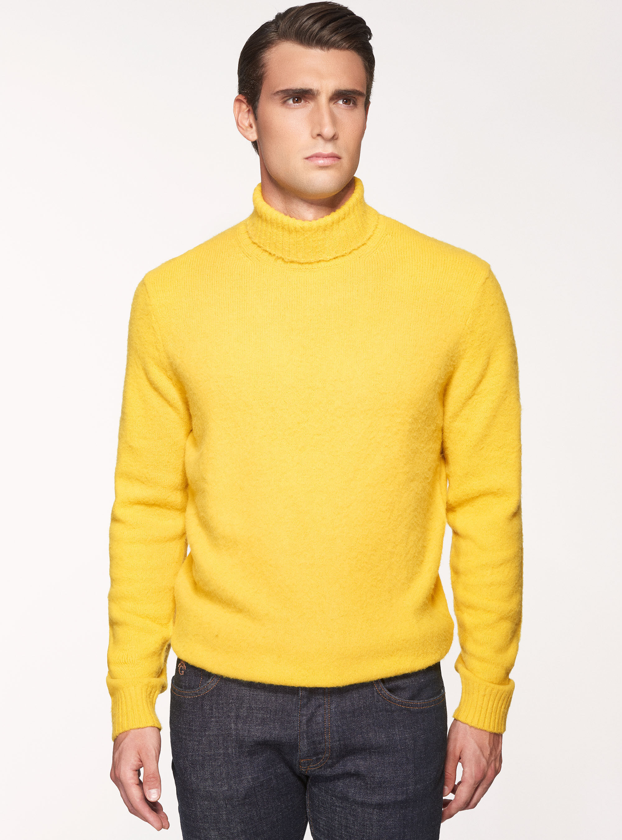 Brushed wool blend turtleneck sweater GutteridgeUK Men s