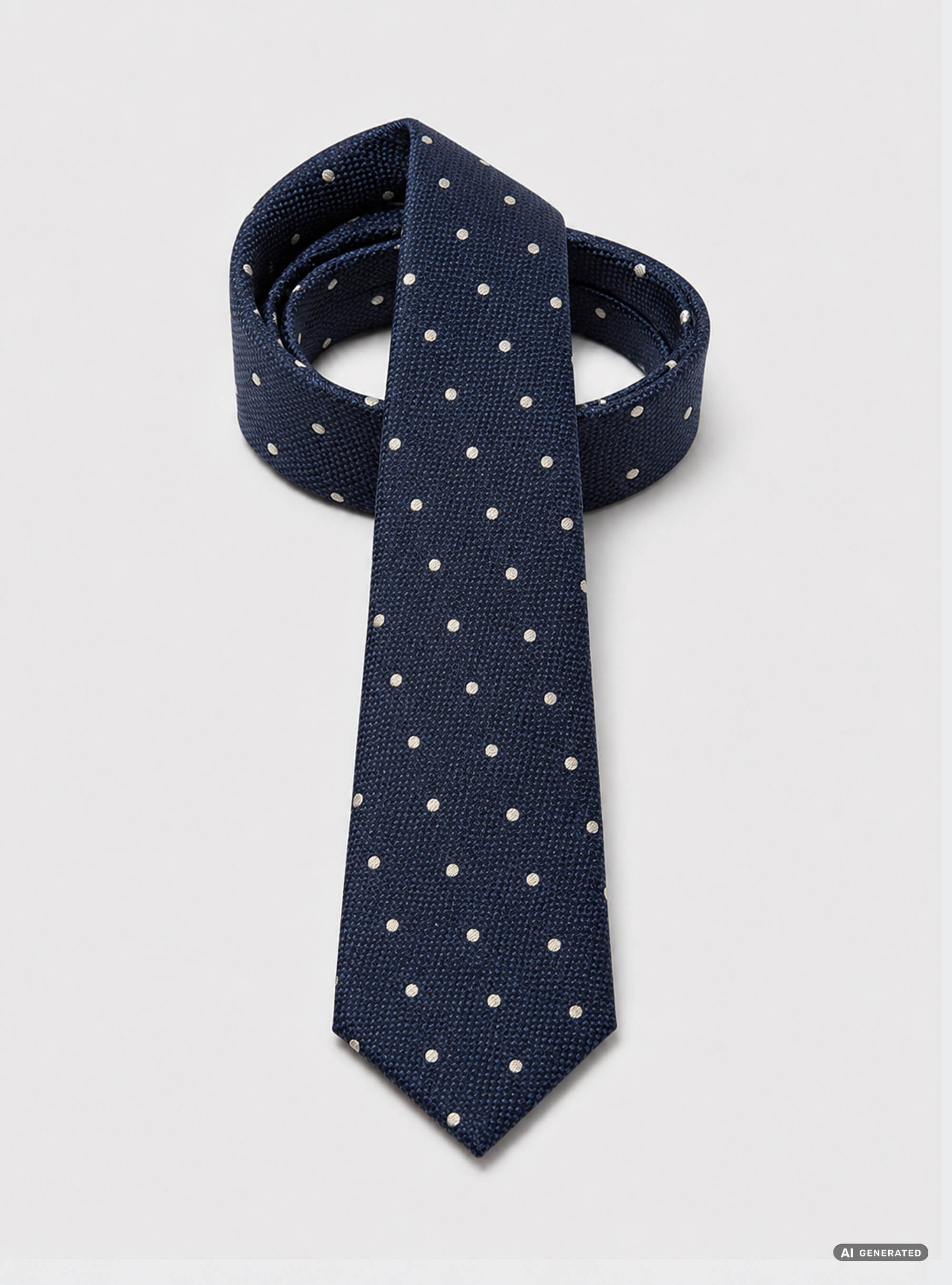 Cravatta in seta a pois jacquard, BLU MARINO/BIANCO