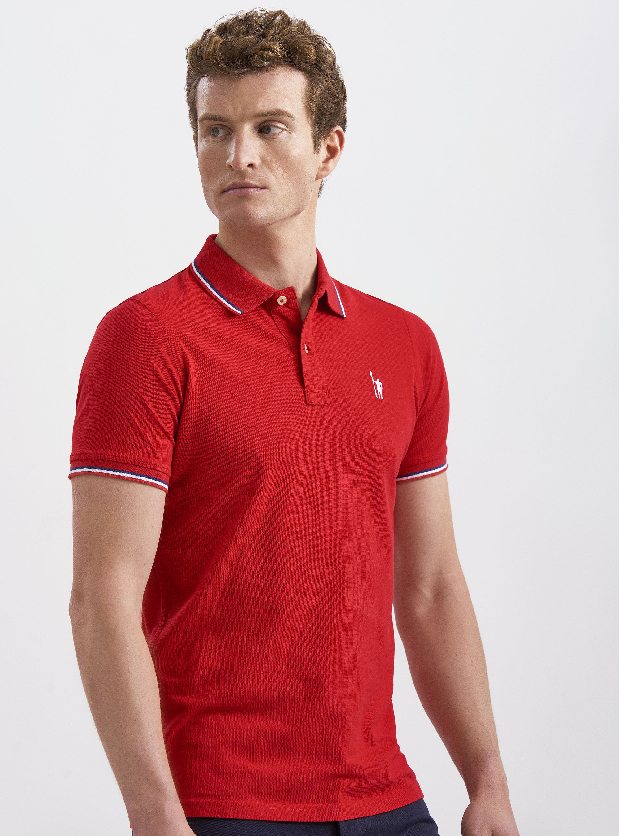 red polo shirt side