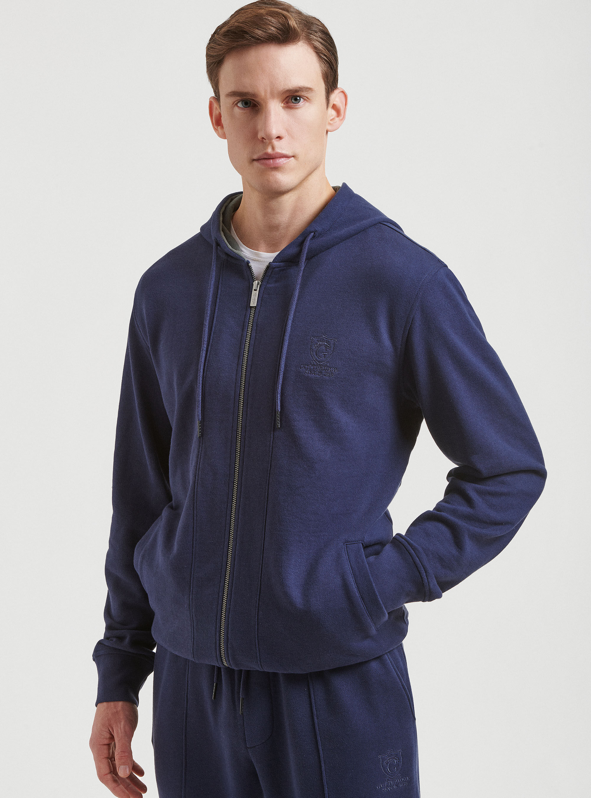 Hooded sweatshirt cardigan