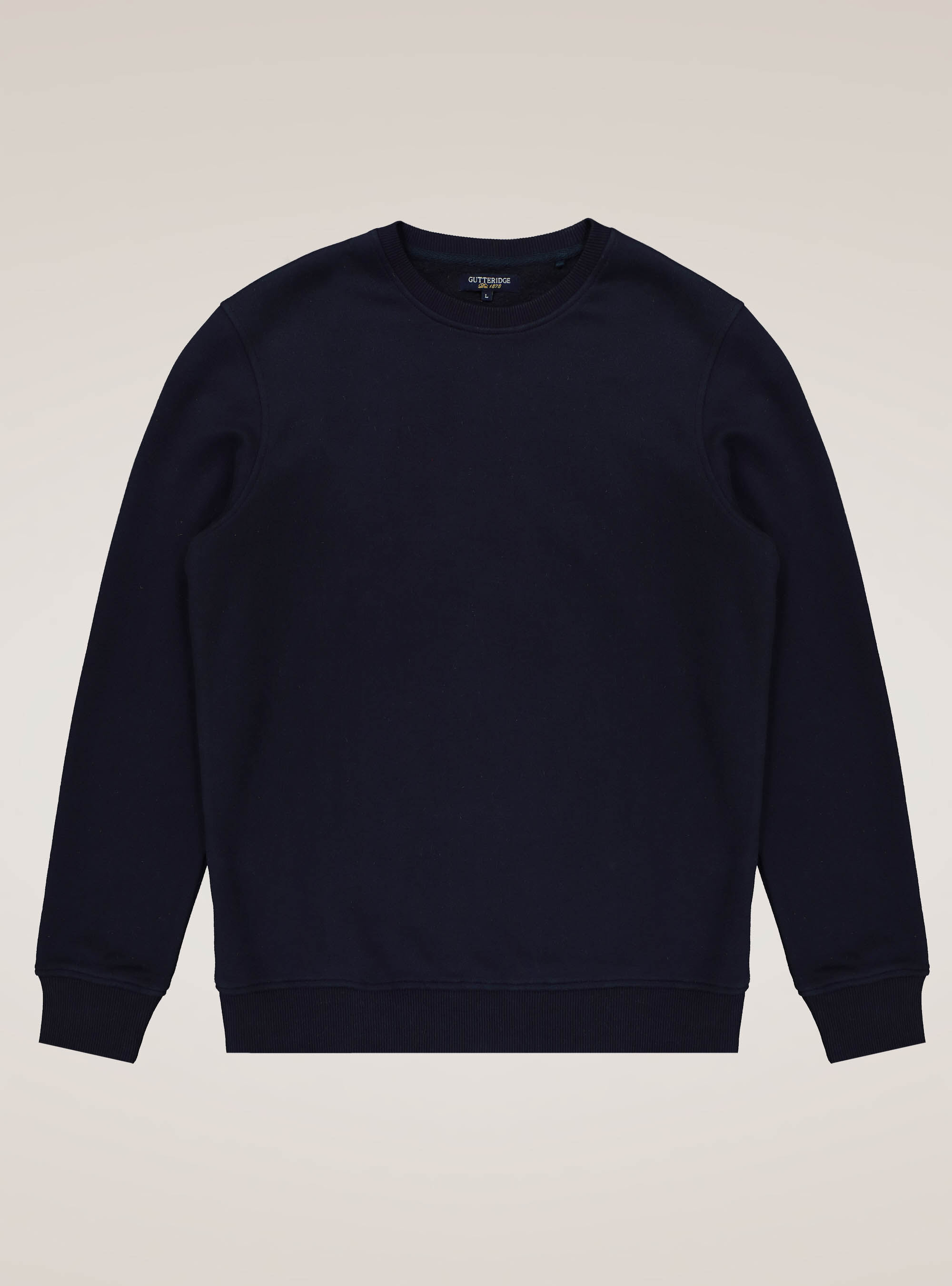 Cotton blend crew neck sweatshirt, NAVY BLUE
