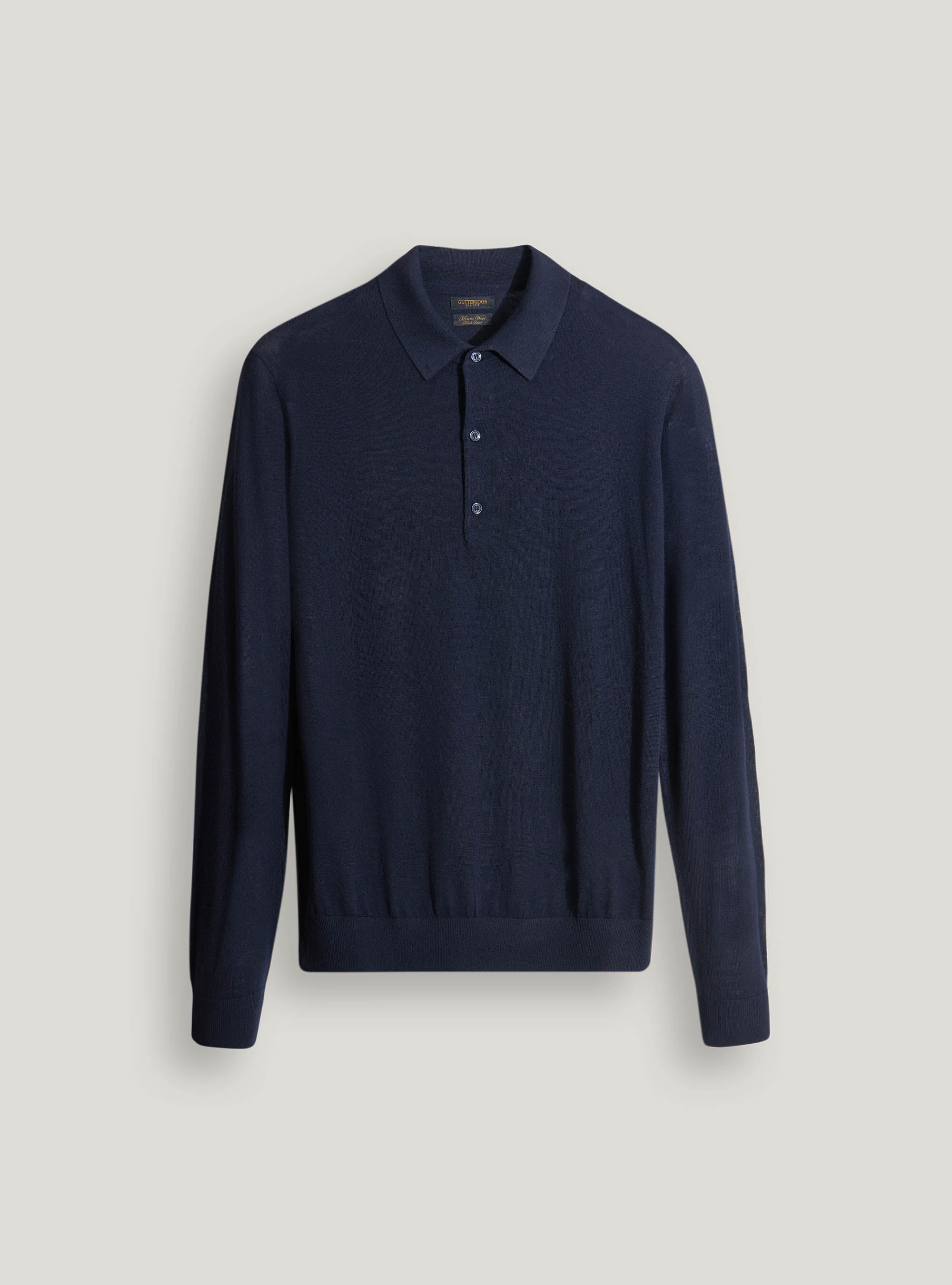 Merino wool knitted polo shirt, NAVY BLUE