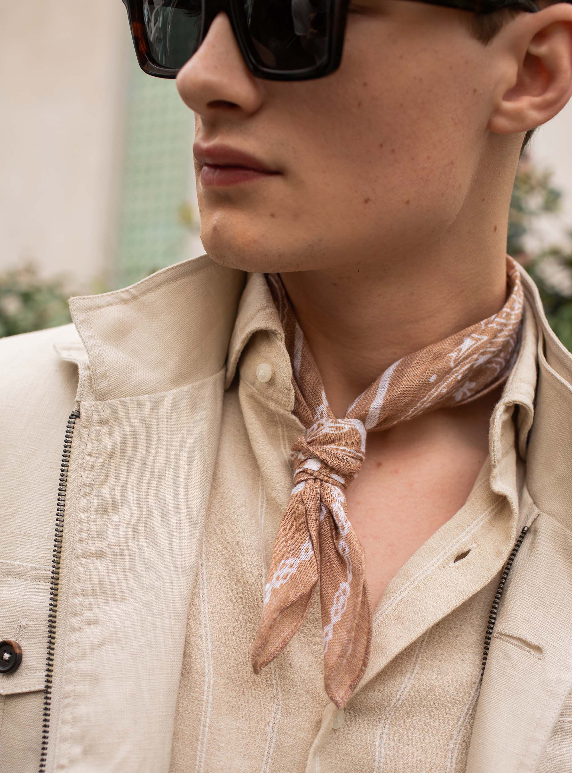 Foulard en lin imprim&eacute;, BOUE