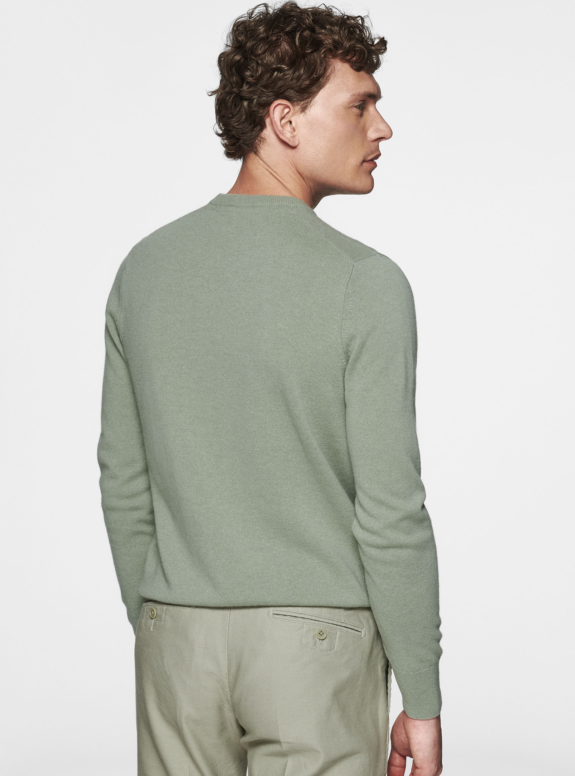 Pullover mit Rundhalsausschnitt aus einer Kaschmirmischung, VERDE GIADA 0655C