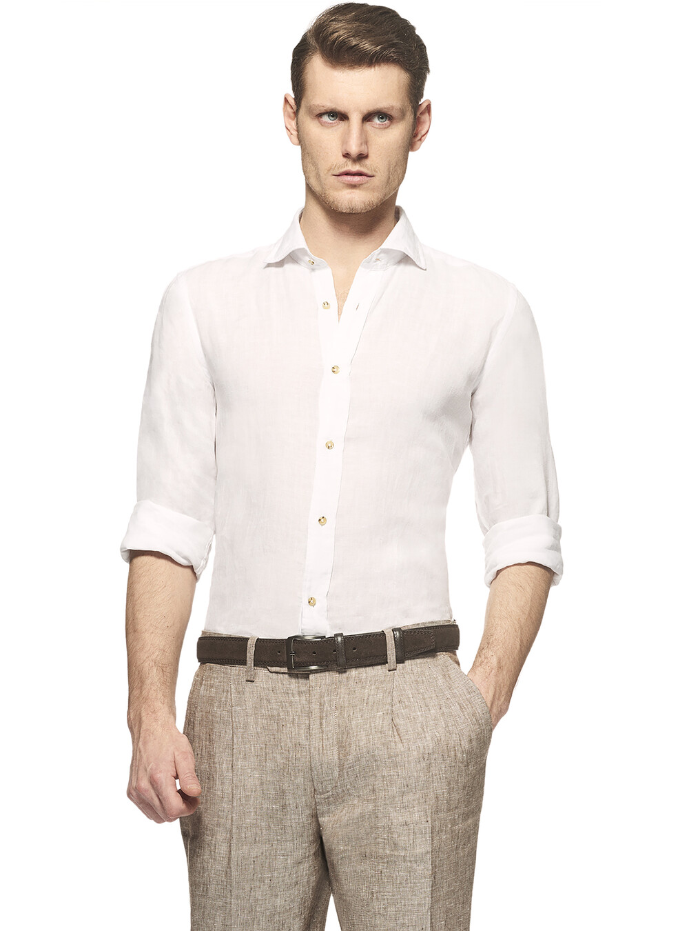French collar linen delave shirt