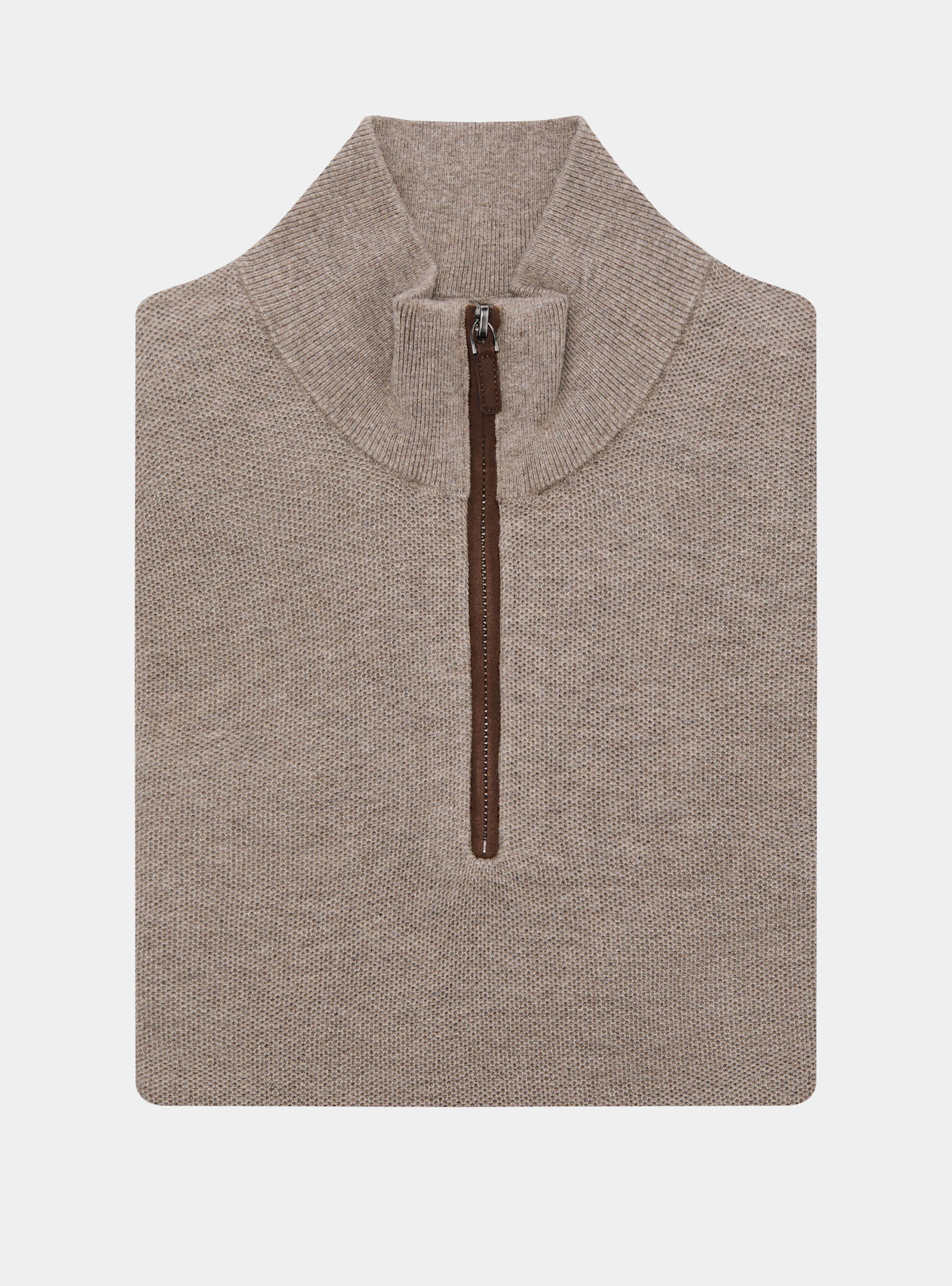 Maglia con mezza zip nido d'ape in cotone cashmere, BARRO