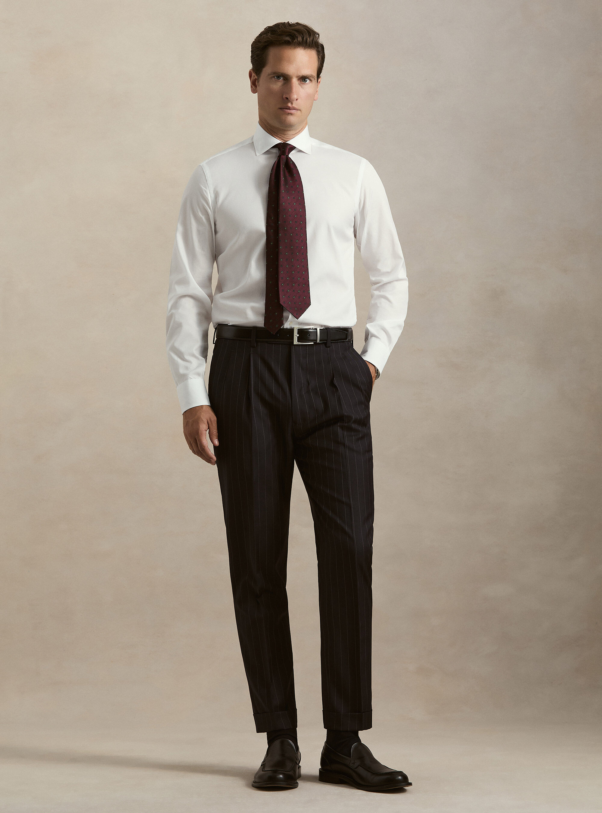 Cotton shirt fil a fil, WHITE