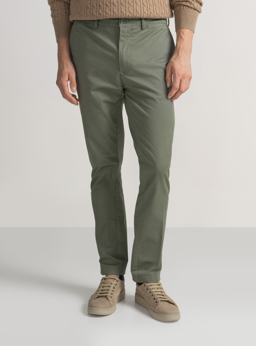 Pantaloni chino slim fit in twill stretch, SALVIA 0602C Pantaloni chino slim fit in twill stretch