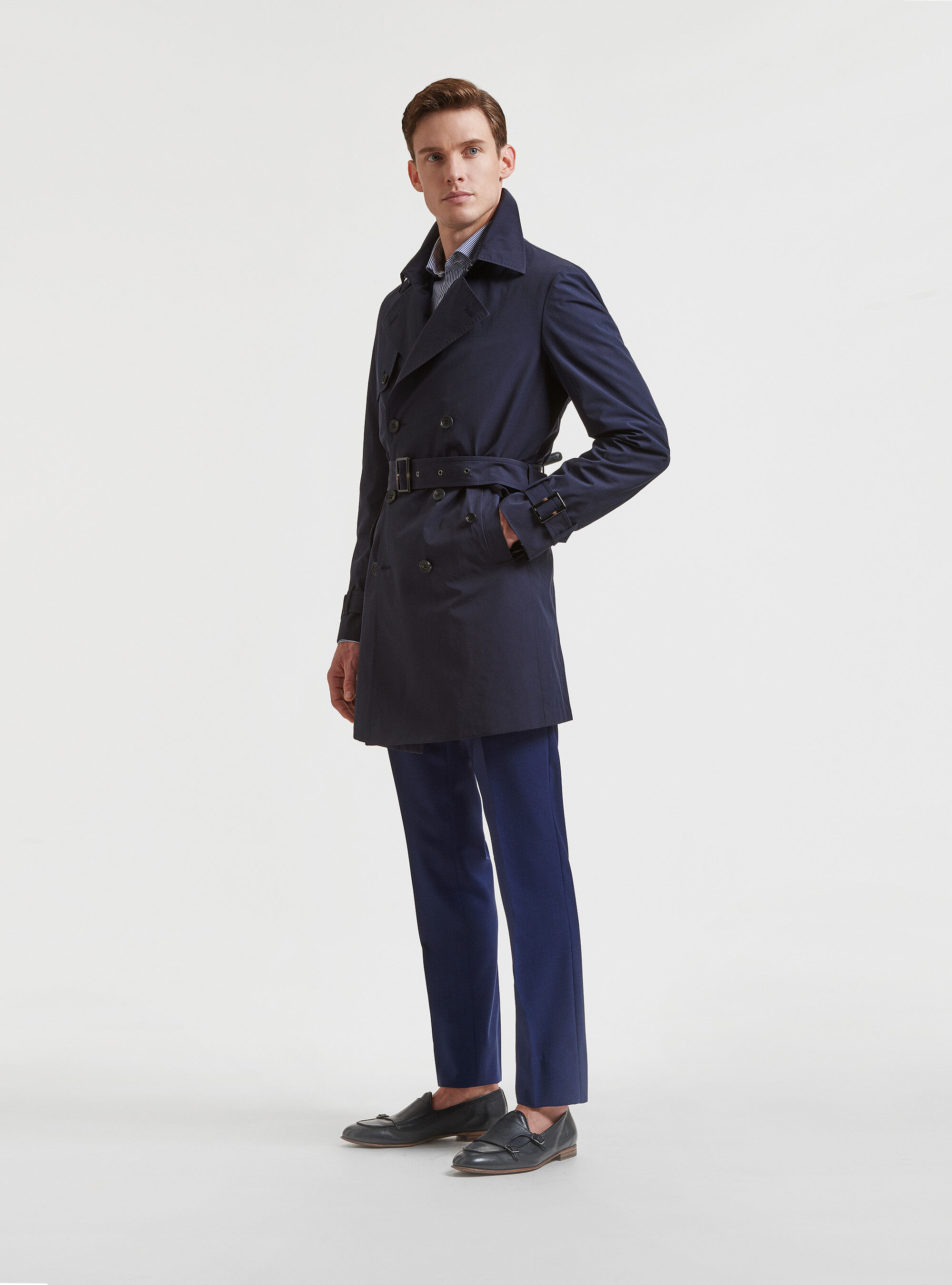 Mens double breasted raincoat trench coat top