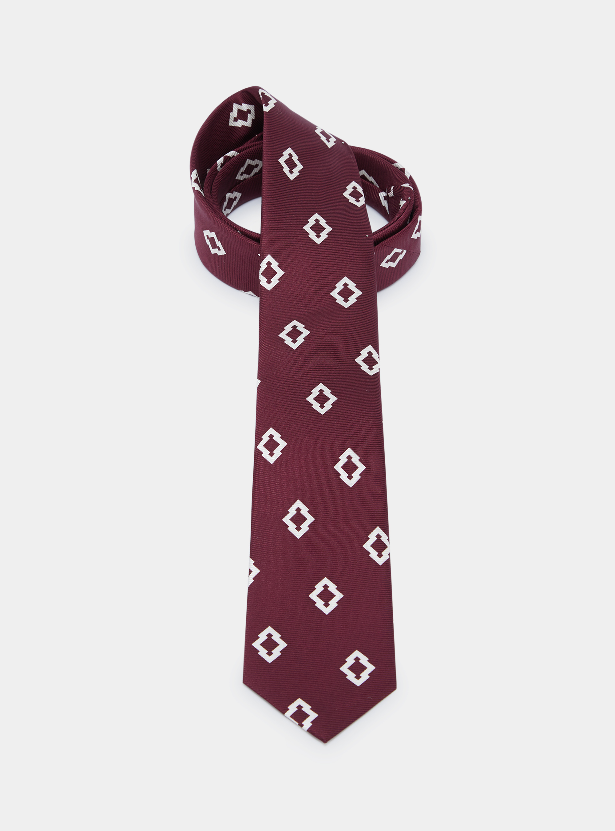 Cravatta in seta con motivo etnico, BORDEAUX 0302C
