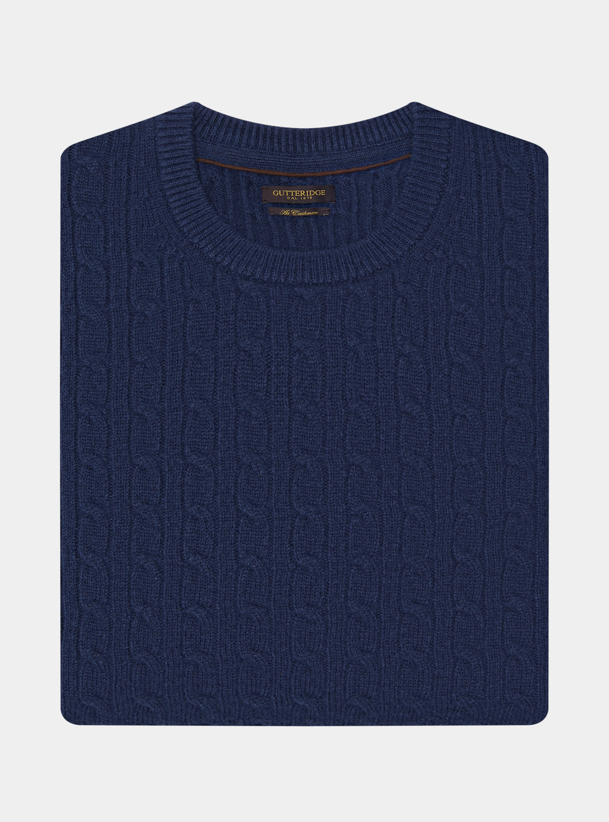 Maglia girocollo con treccia in lana e cashmere, INCHIOSTRO